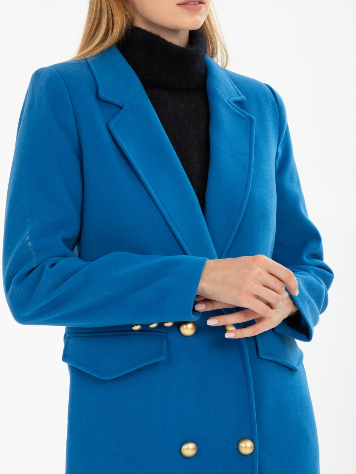 Women four-button coat wholesale Sax color