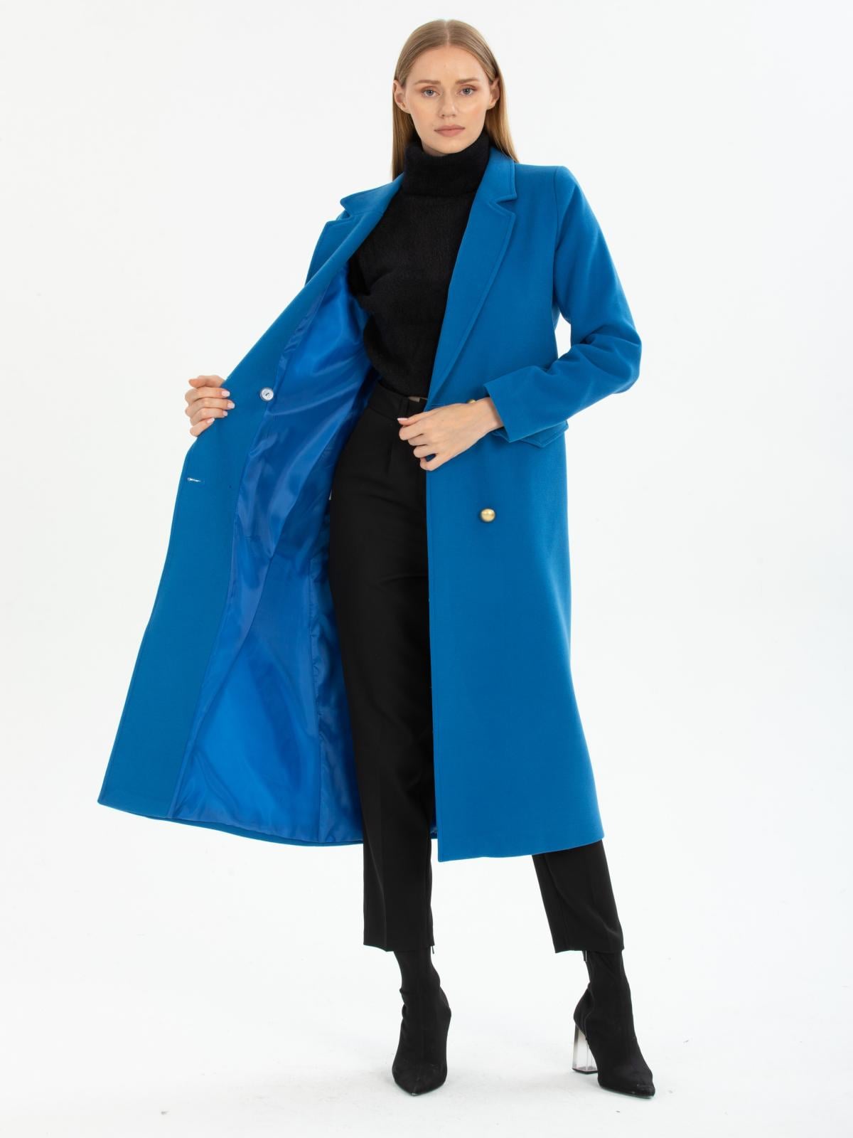 Women four-button coat wholesale Sax color