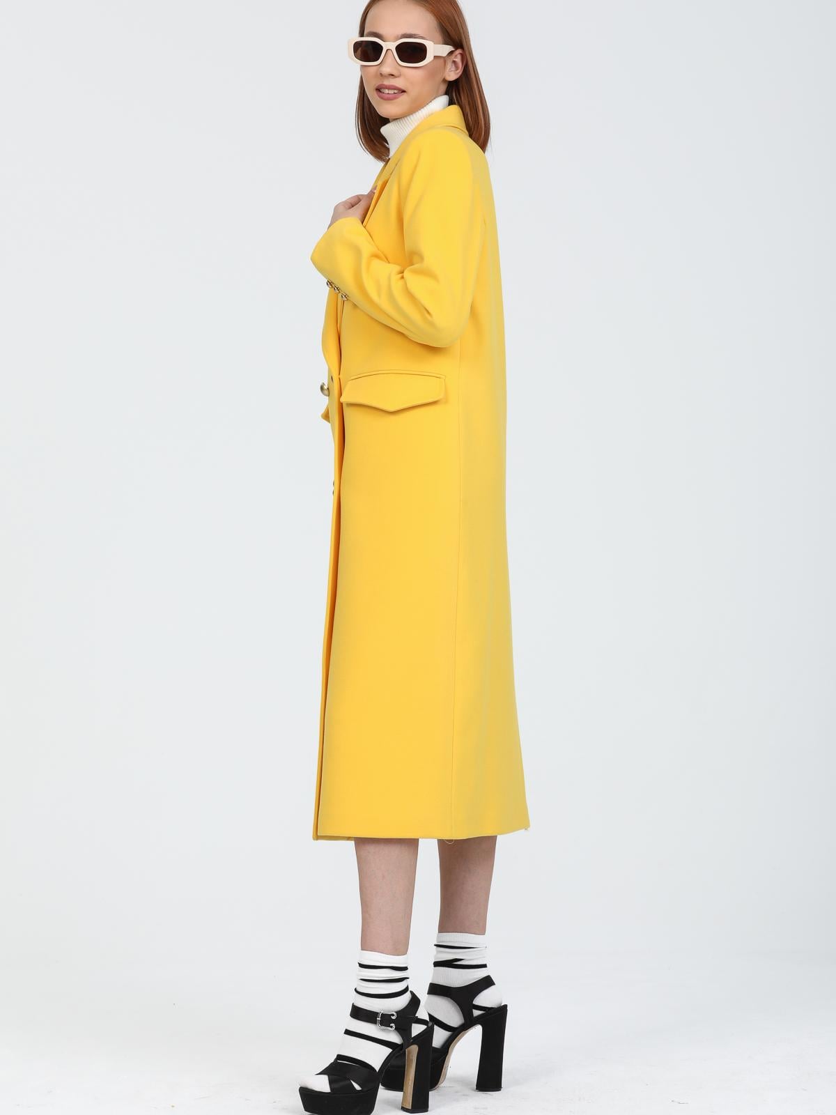 Women Four-Button Coat Wholesale Yellow Color