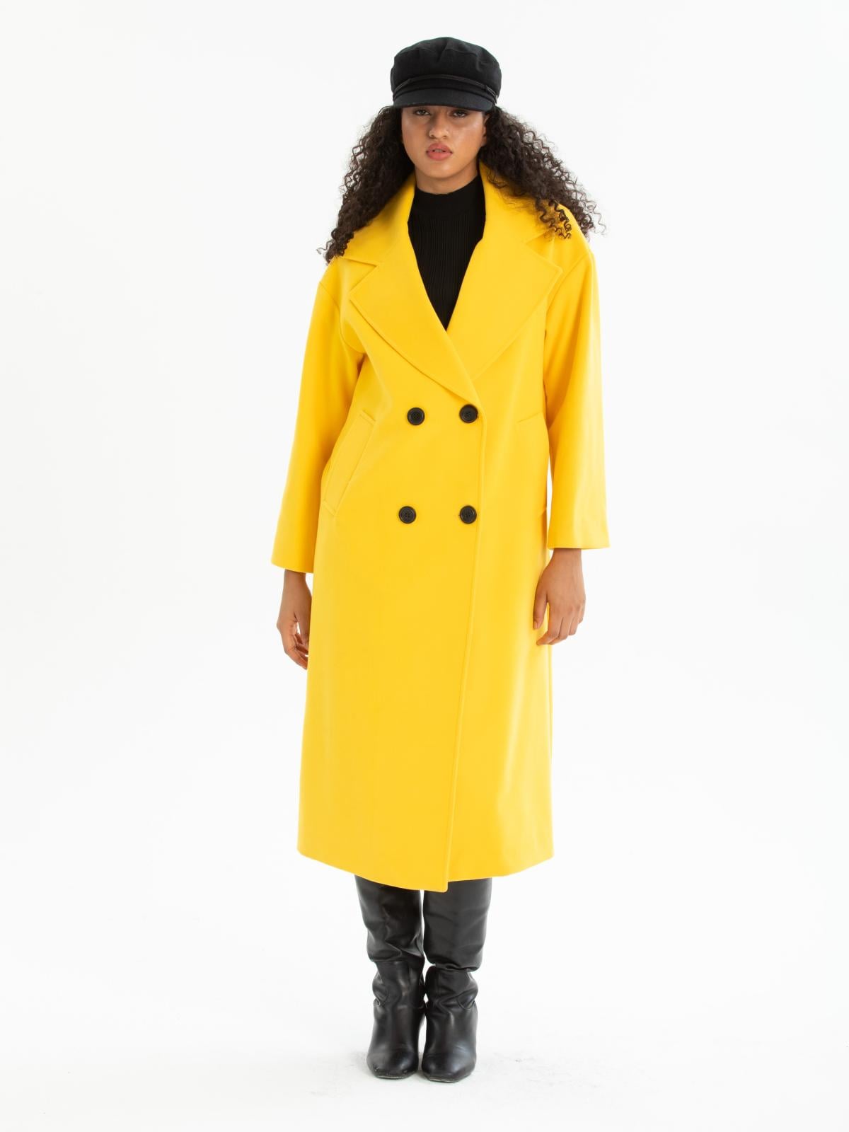 Women four-button coat wholesale Yellow color