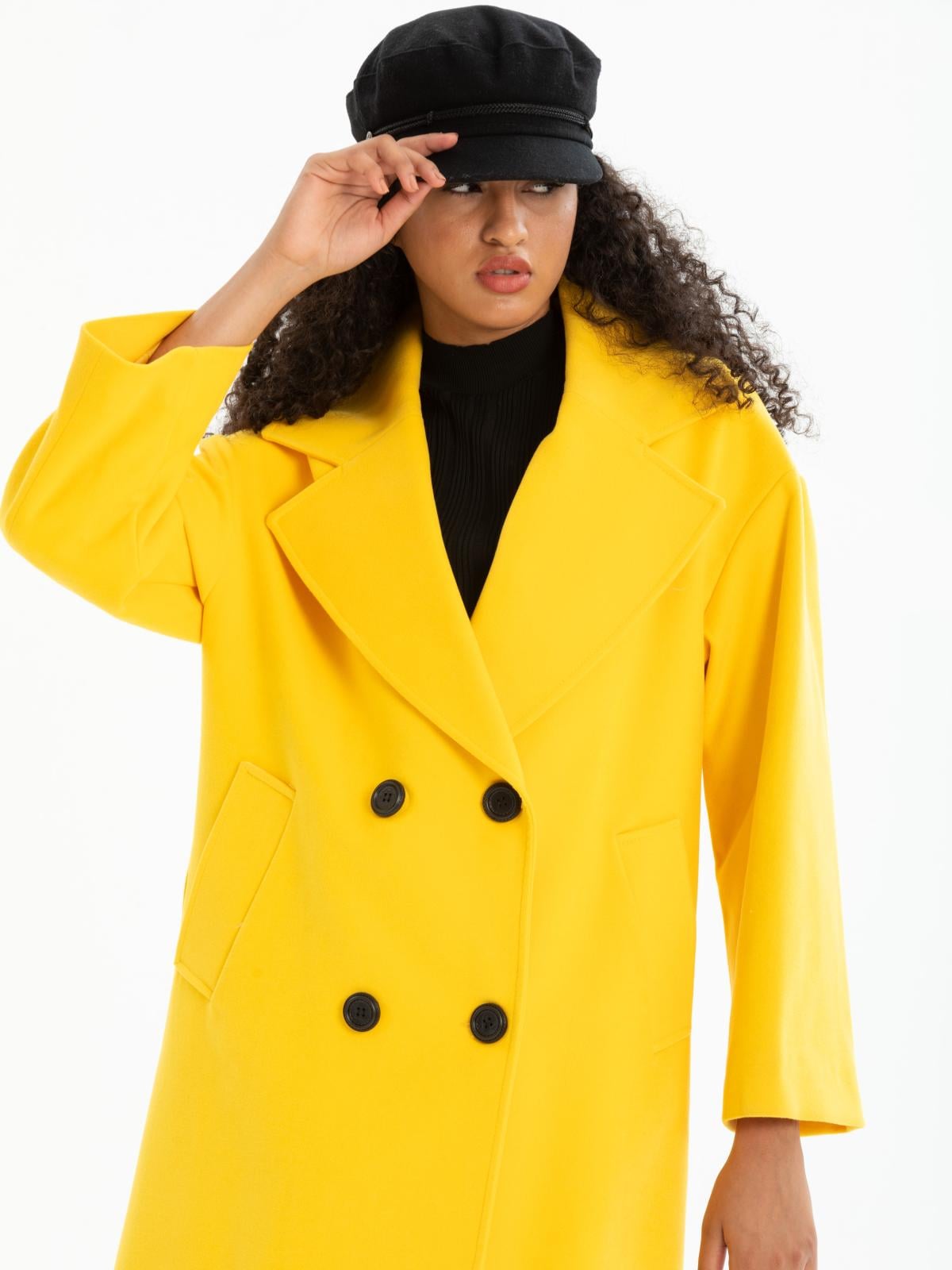 Women four-button coat wholesale Yellow color