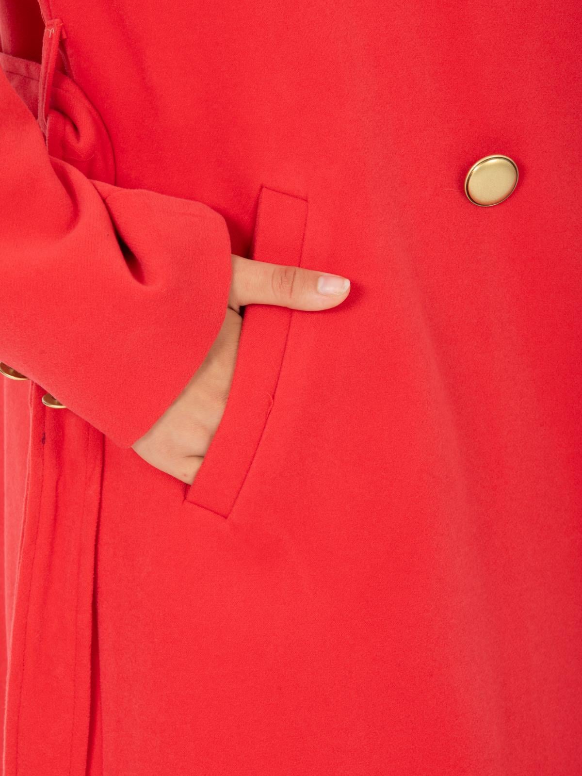 Women Four-Button Coat With Belt Wholesale Coral Color