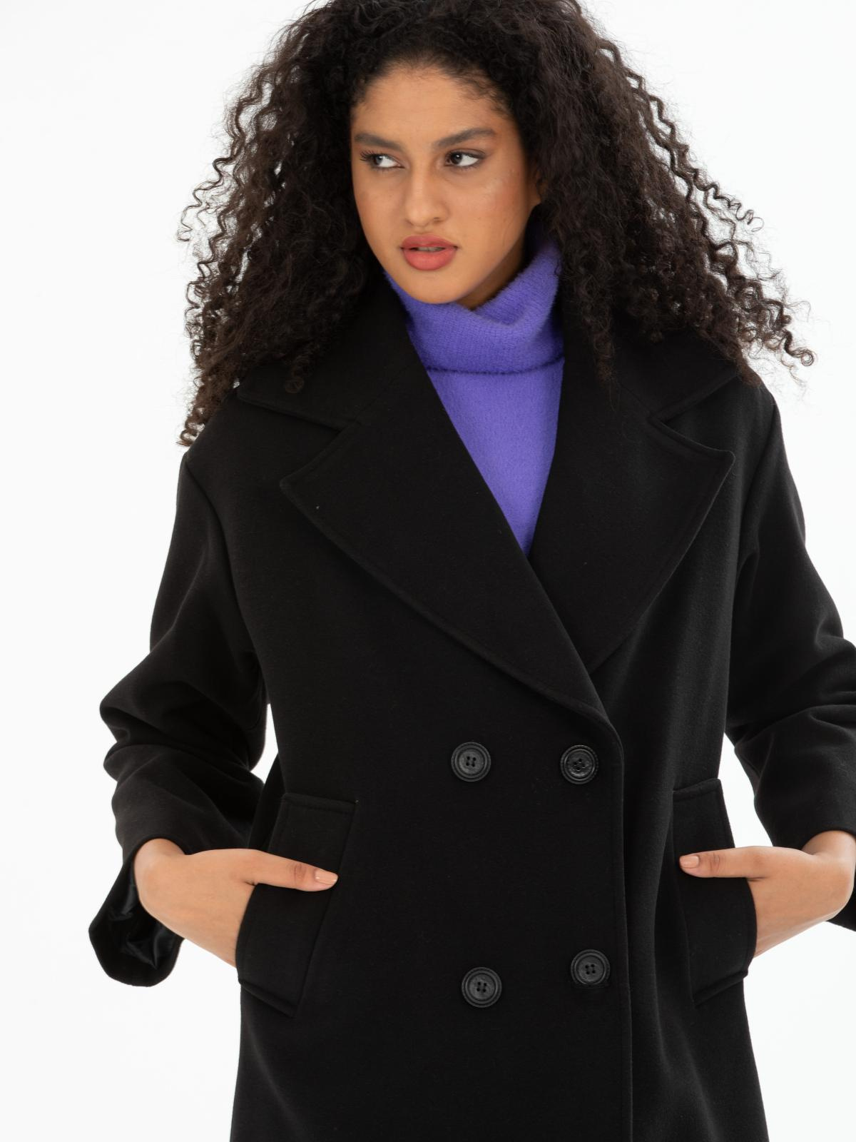 Women four-buttons coat wholesale Black color 670516