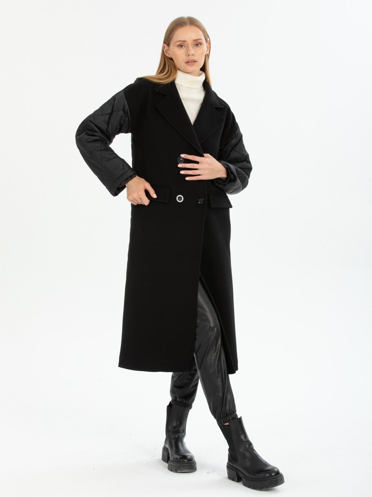 Women four-buttons coat wholesale Black color 670510