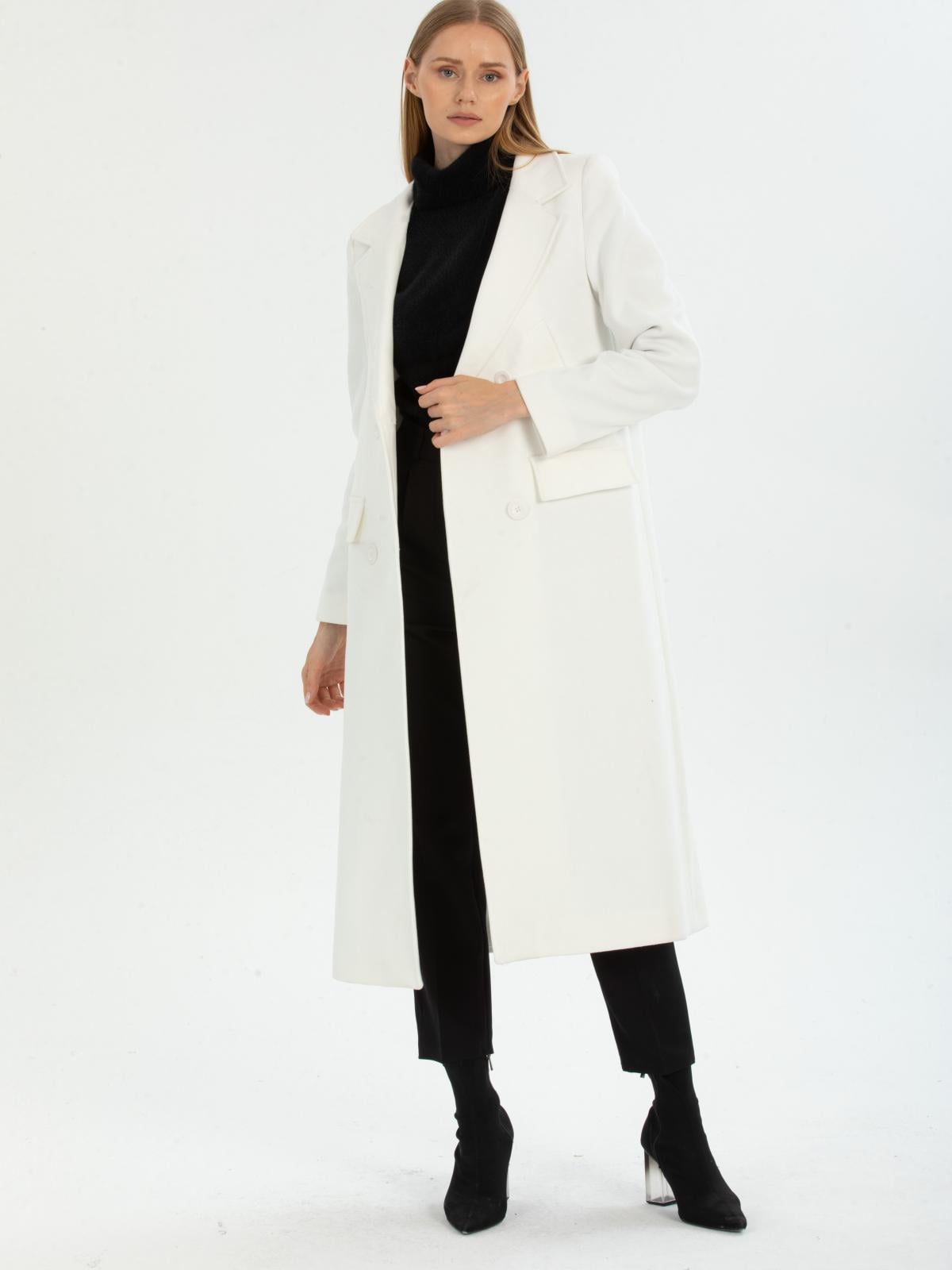 Women four-buttons coat wholesale White color 670435