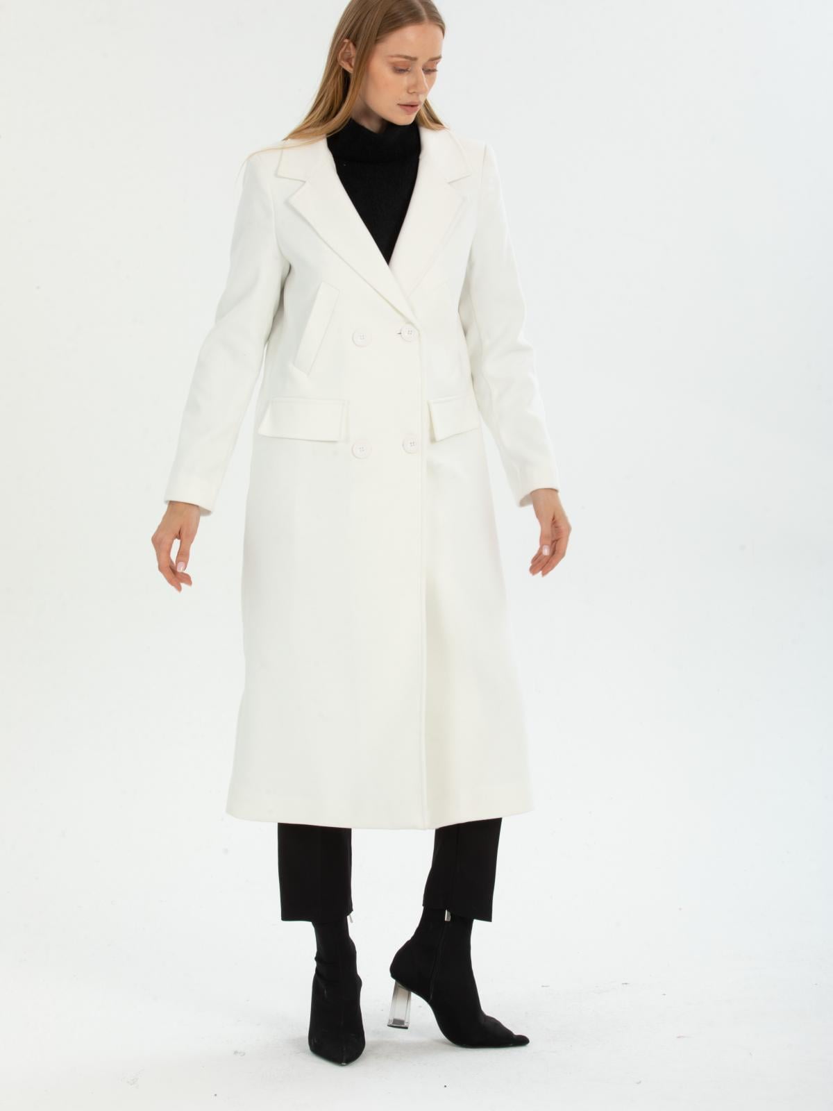 Women four-buttons coat wholesale White color 670435