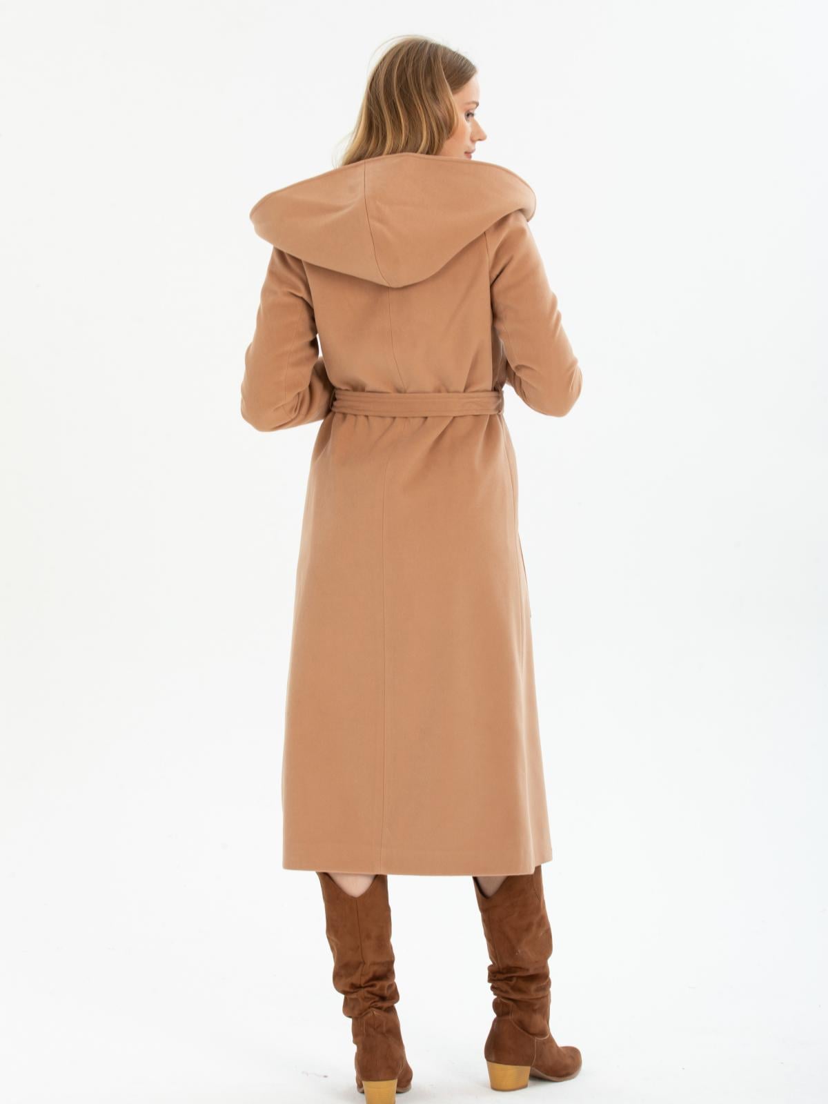 Women hooded coat wholesale Beige color 669540