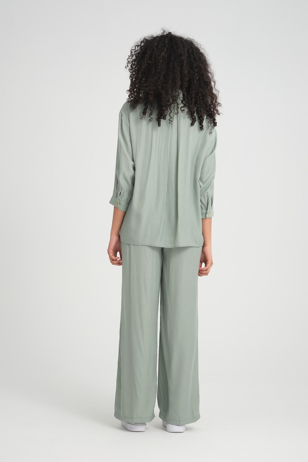 Women shirt and pants set wholesale Menthol color 693921