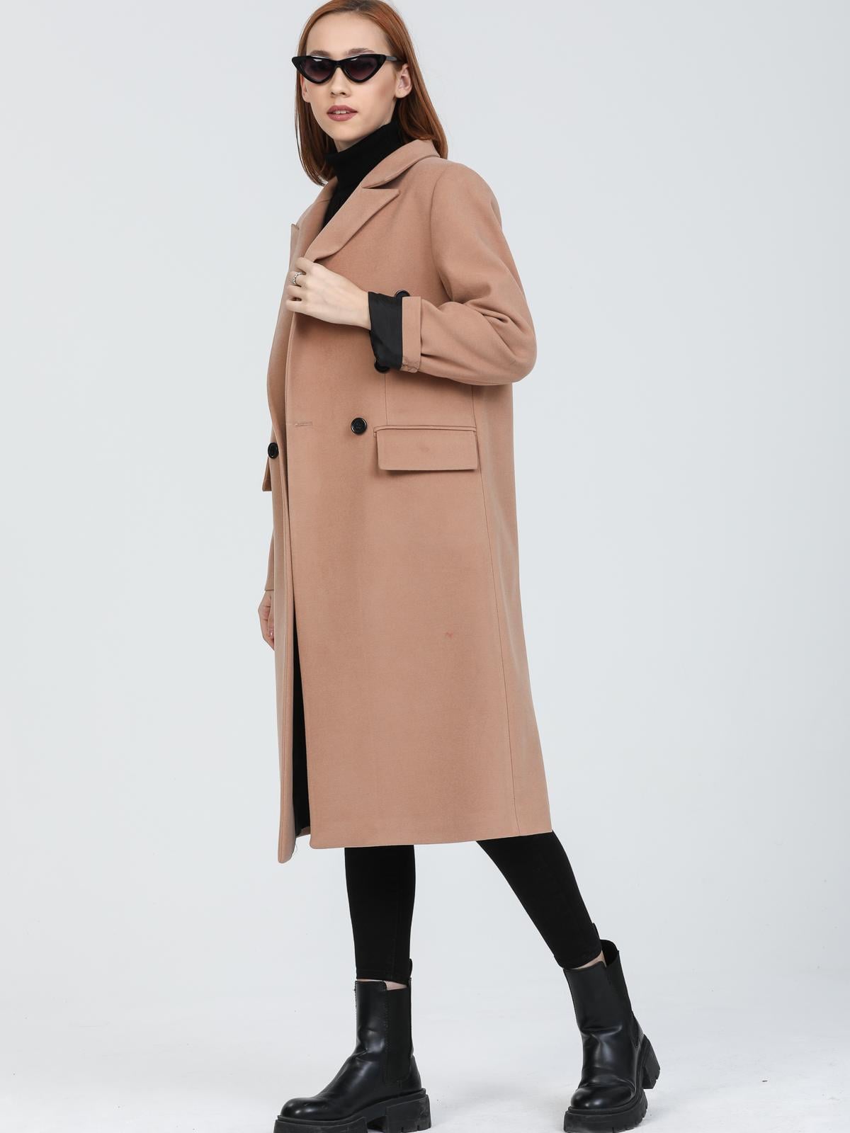 Women Six-Button Coat Wholesale Beige Color