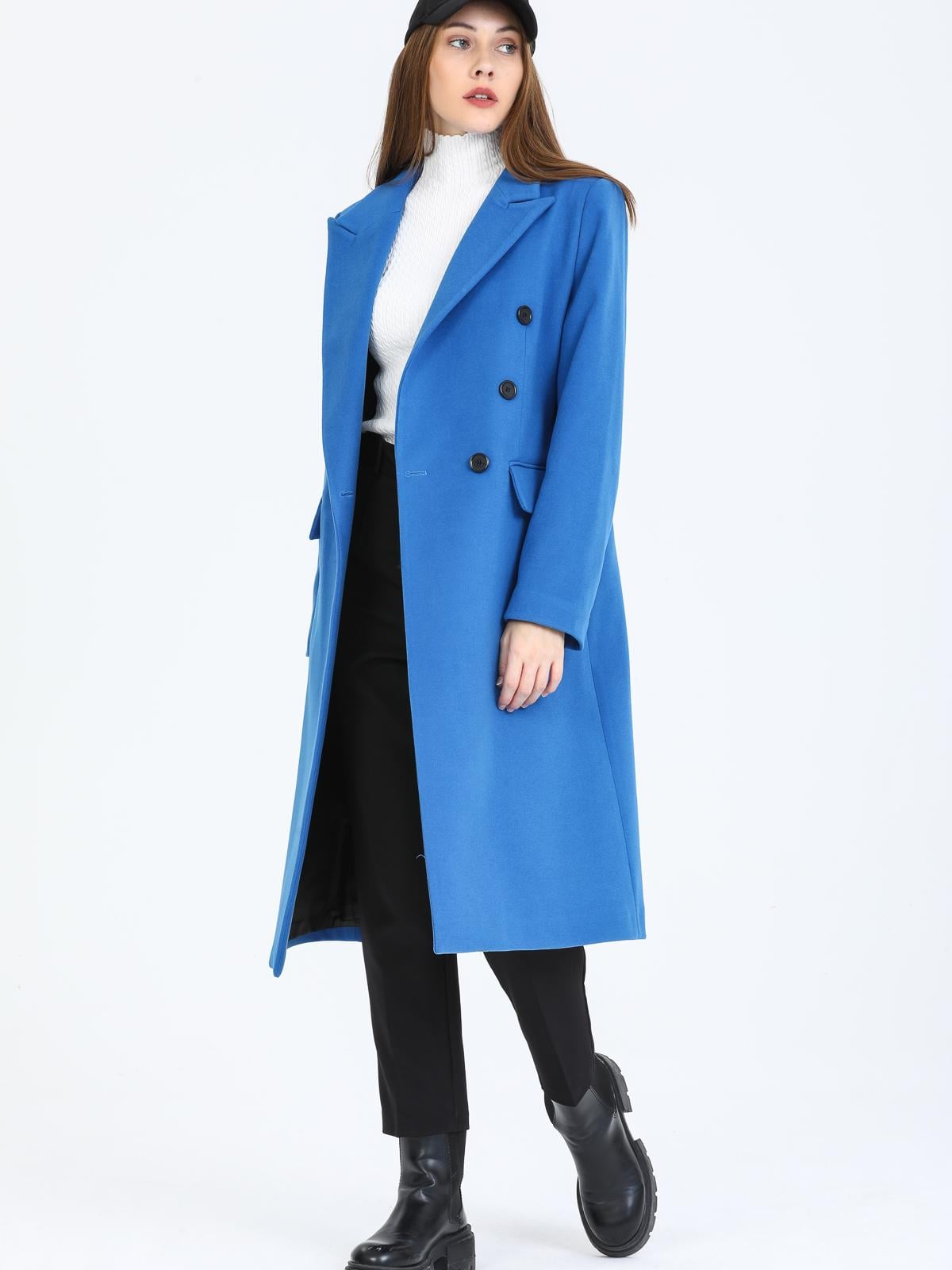 Women Six-Button Coat Wholesale Blue Color