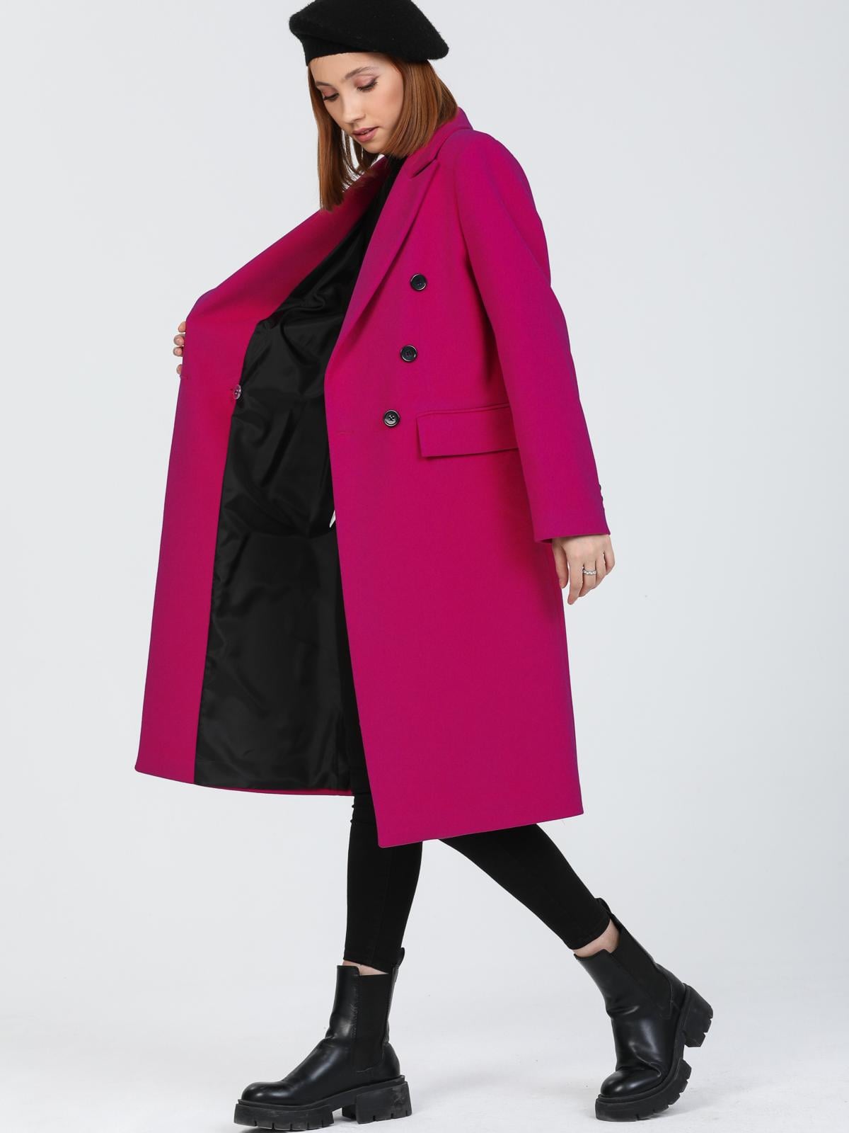 Women Six-Button Coat Wholesale Fuchsia Color
