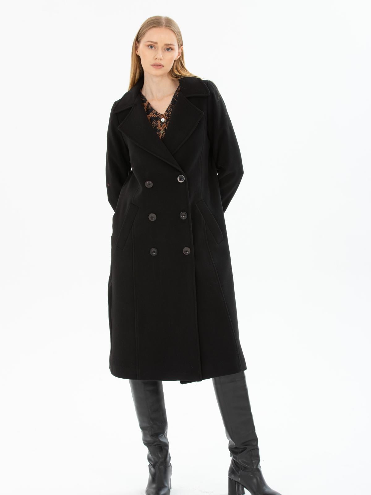Women six-buttons coat wholesale Black color 669526