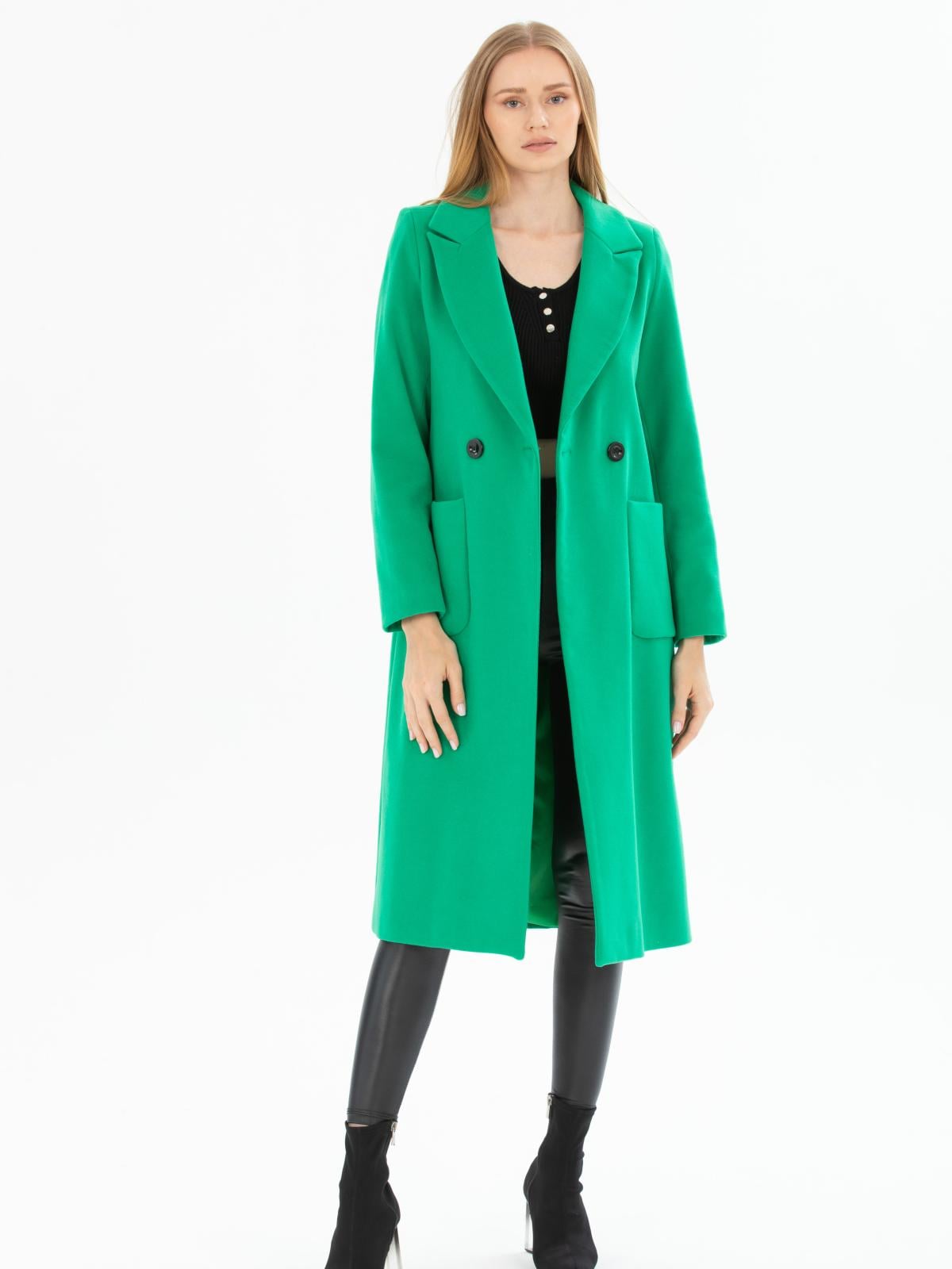 Women two-button coat wholesale Green color