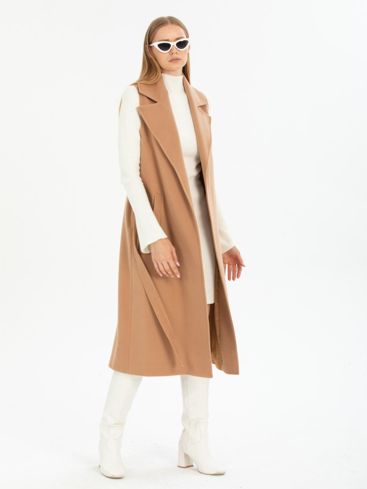 Women vest with belt wholesale Beige color 669506