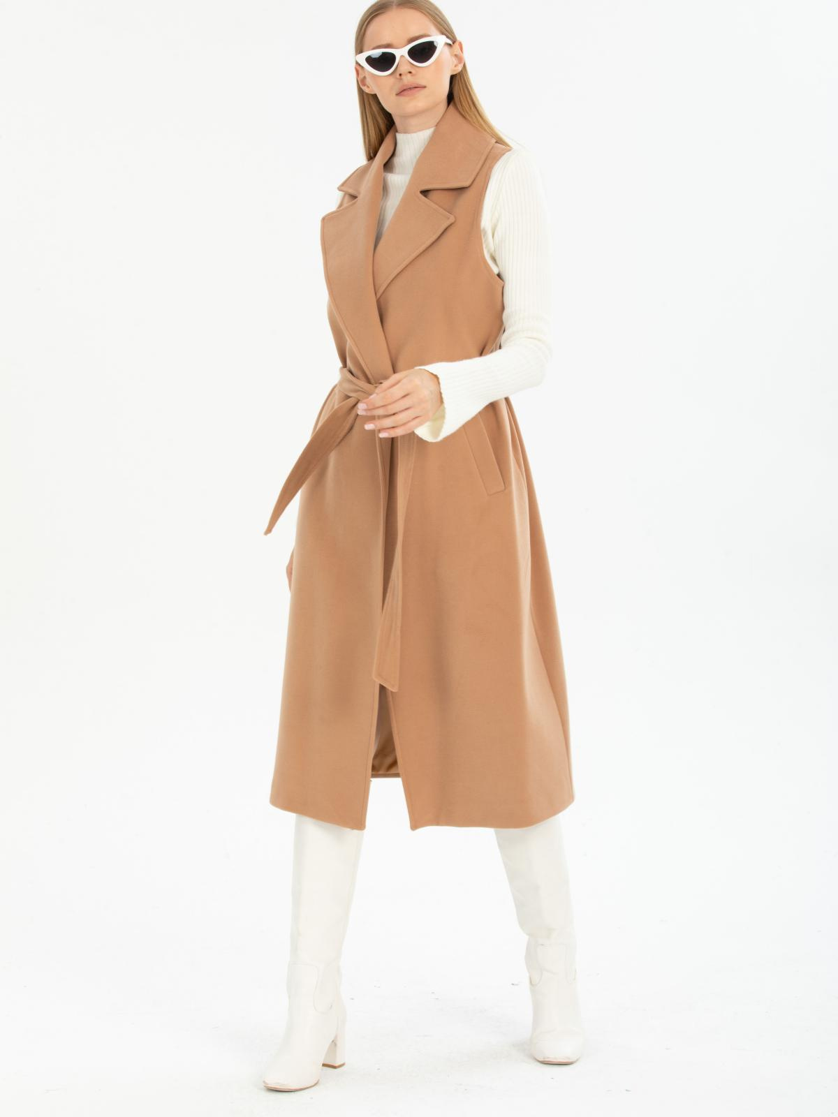 Women vest with belt wholesale Beige color 669506