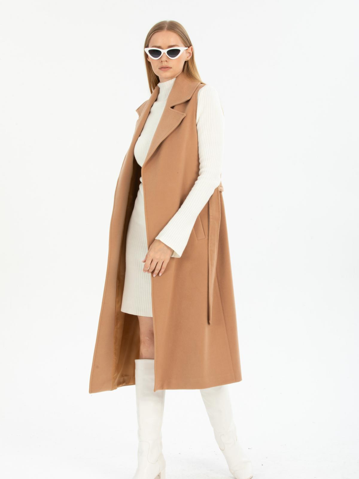 Women vest with belt wholesale Beige color 669506