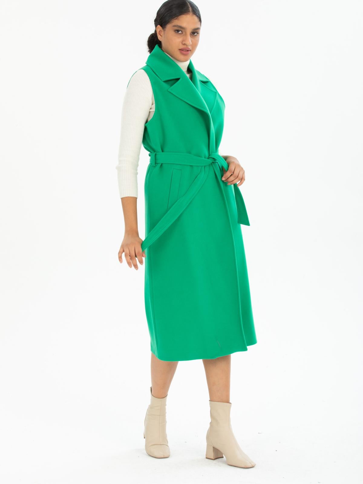 Women vest with belt wholesale Green color 669507