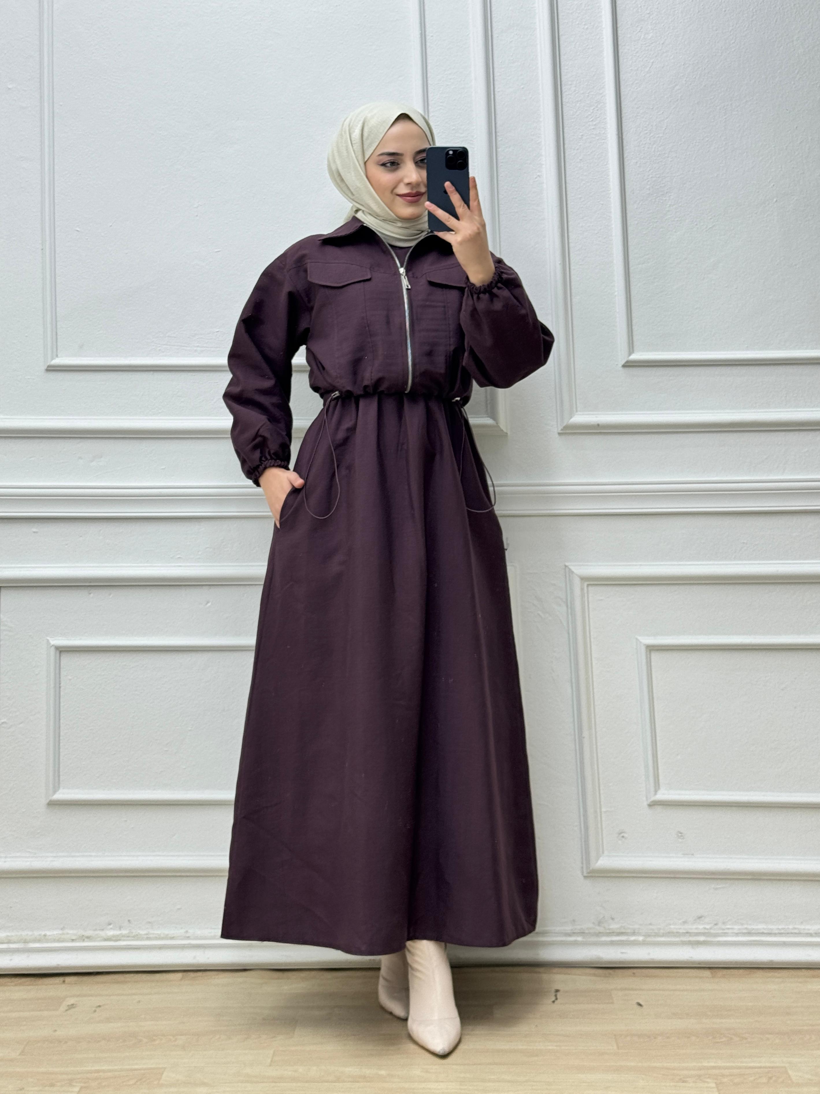 0134-Ceketli Spor Elbise-Mürdüm
