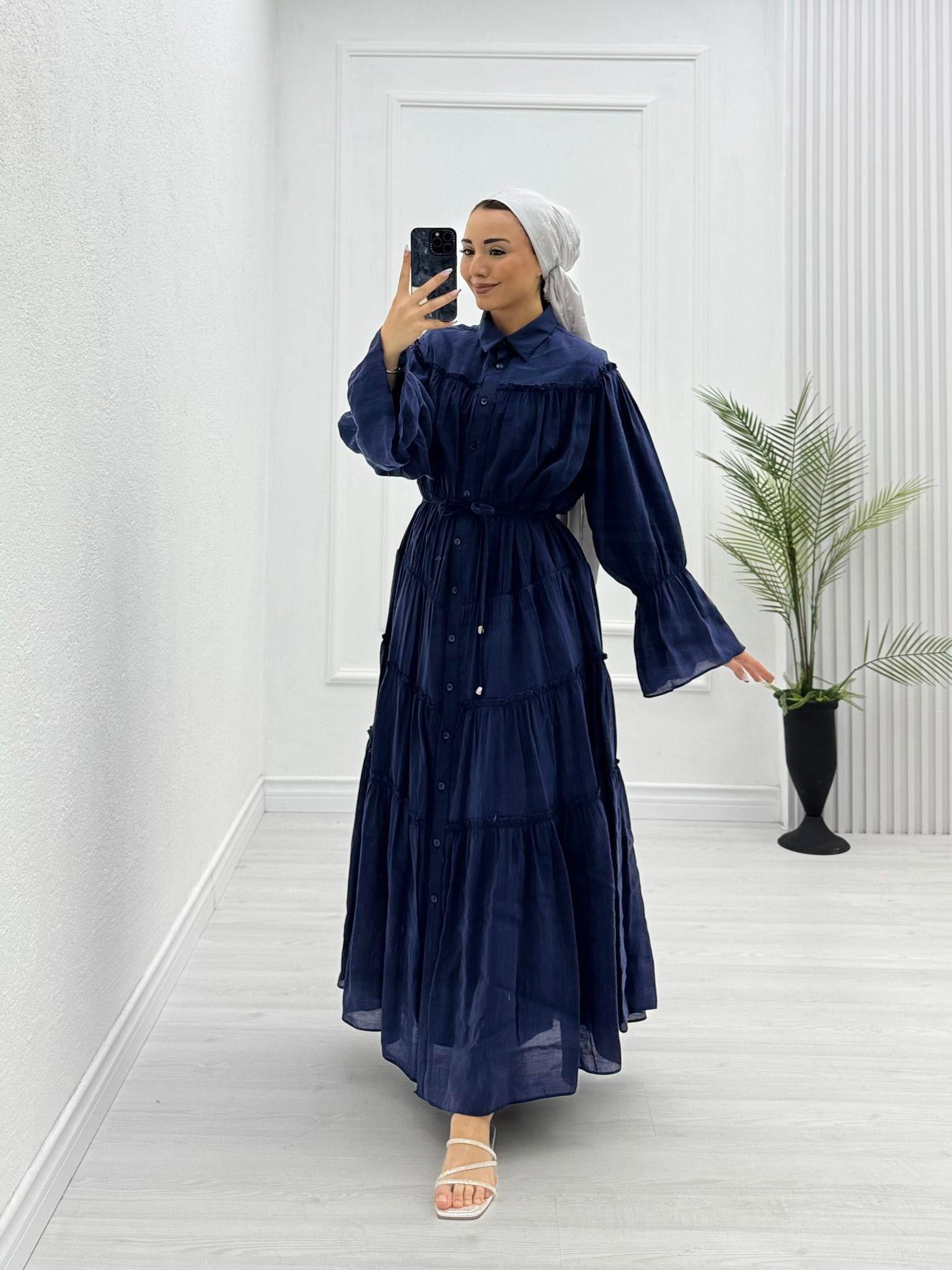 0932-Eftelya Elbise-Lacivert