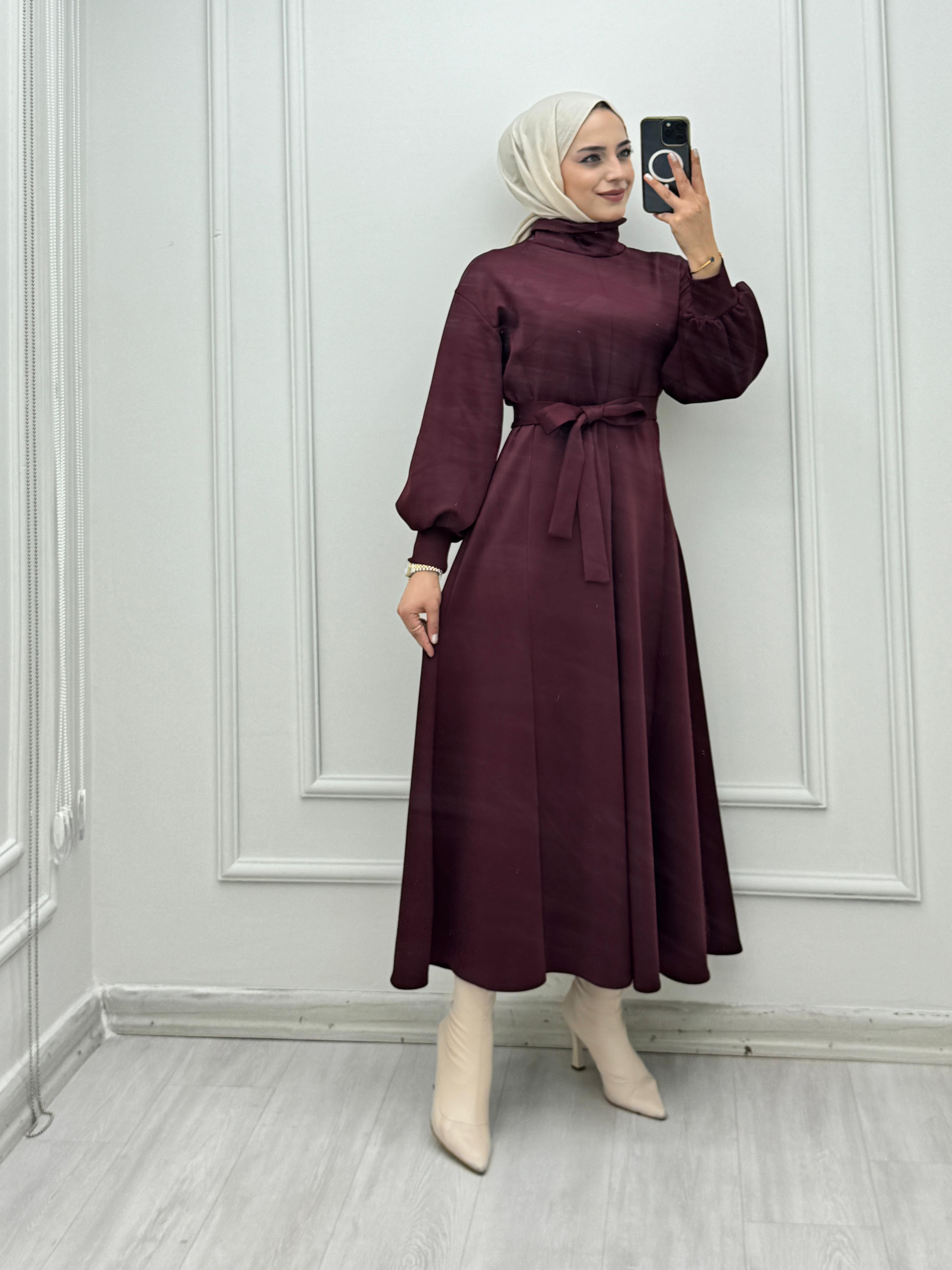 0987-Sare Elbise-Bordo