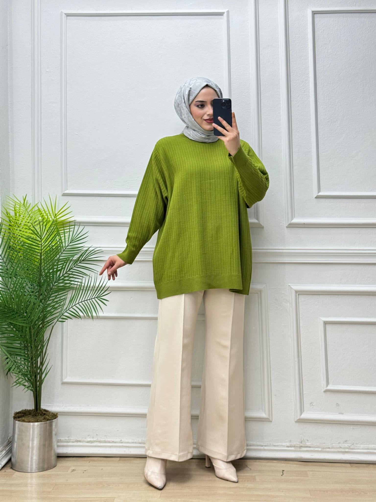 1080-Oversize Kazak-Yağ Yeşili