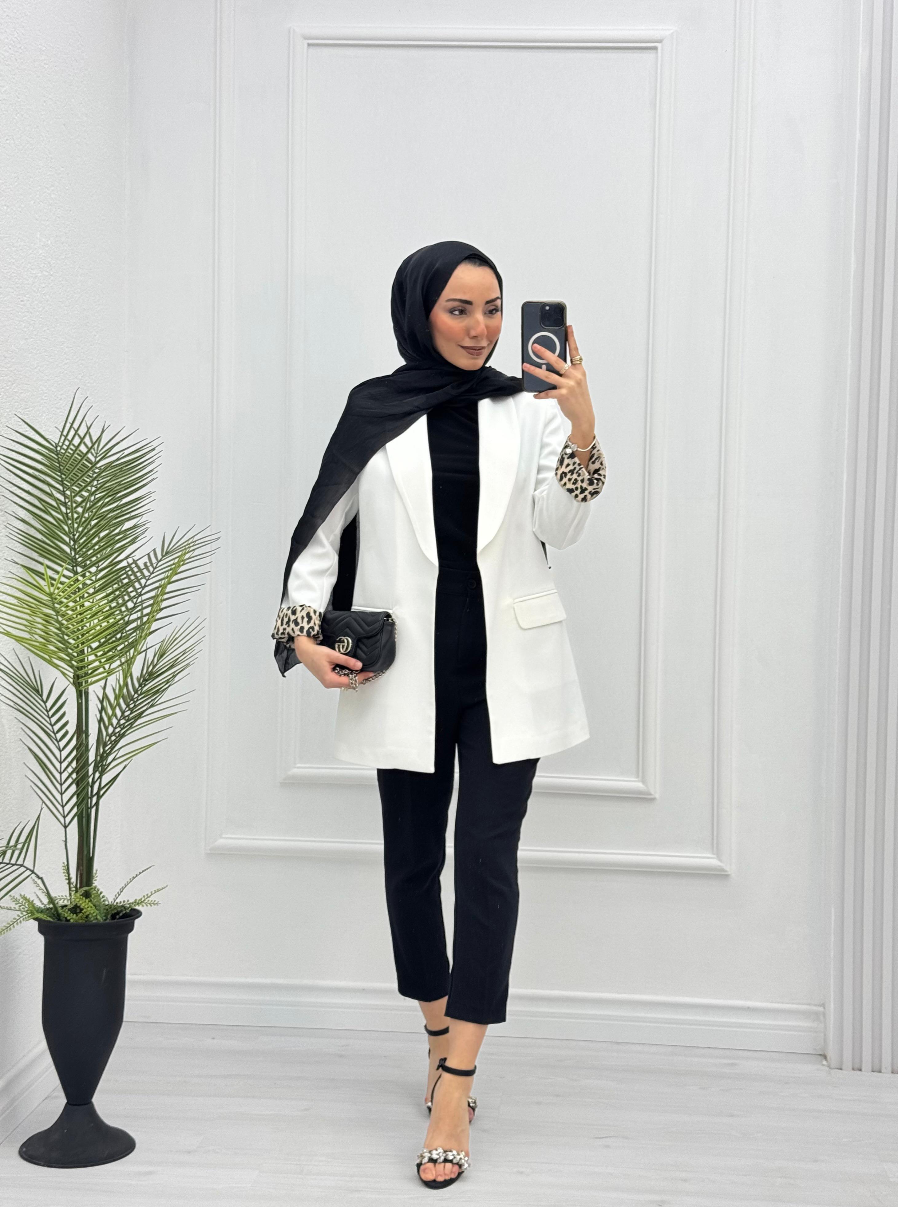 1297-Blazer Ceket-Beyaz