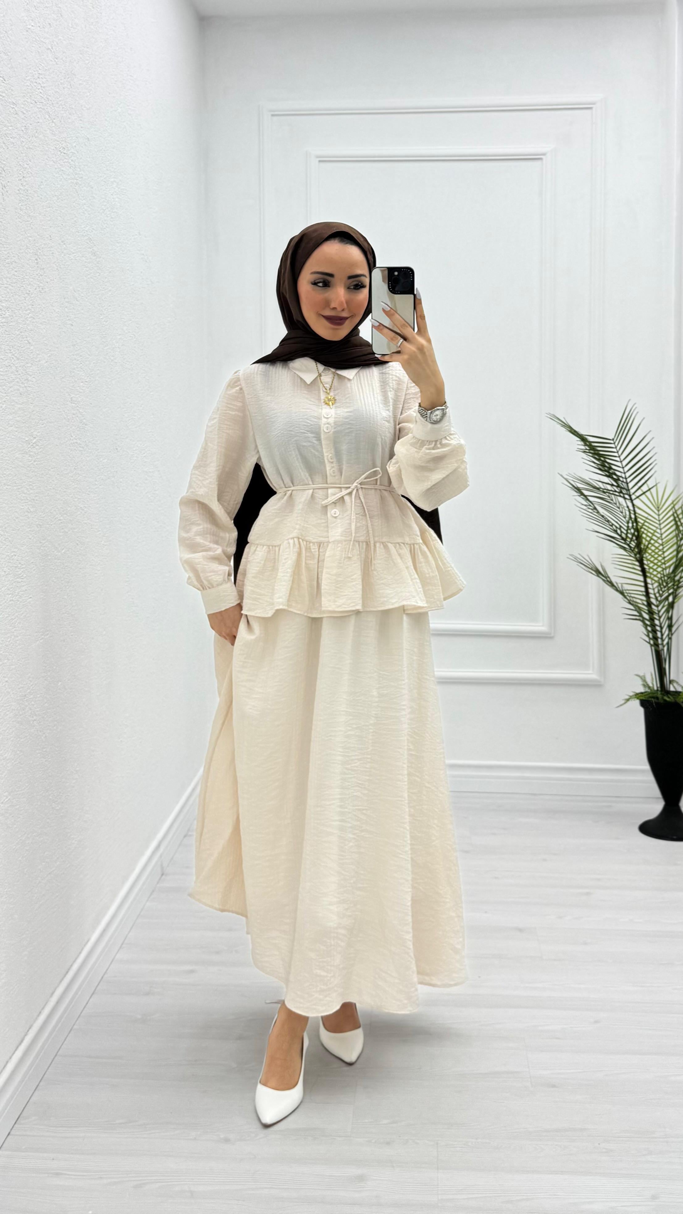 1433-Müslin Takım-Krem