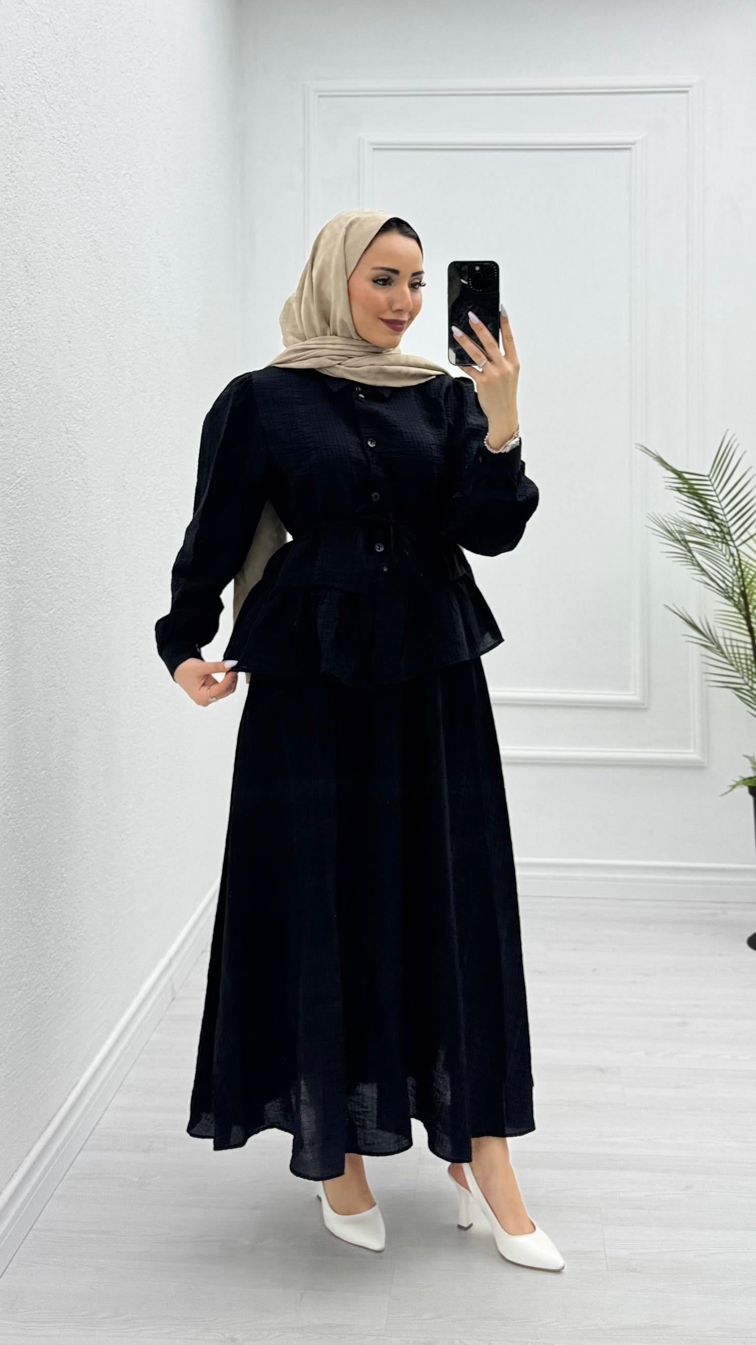 1433-Müslin Takım-Siyah