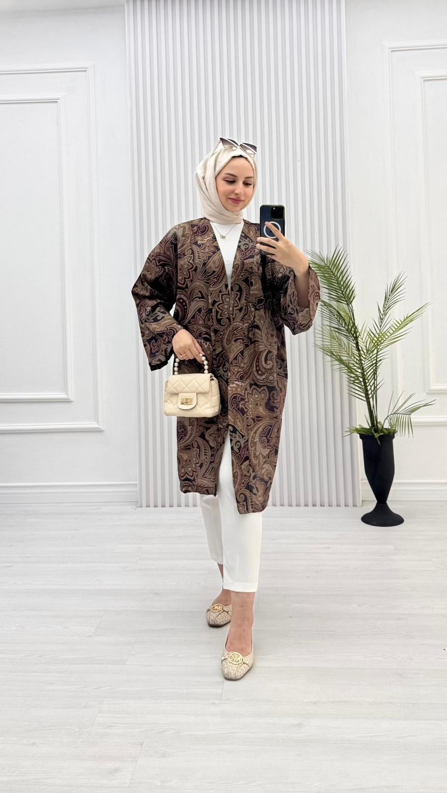 1450-Gucci Kimono-Koyu Kahverengi