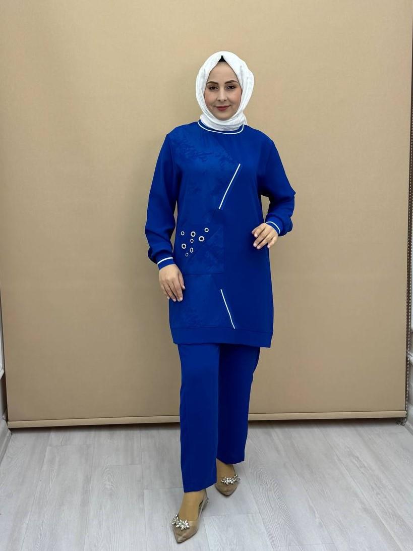 1625-Pantolon Takım-Saks Mavi