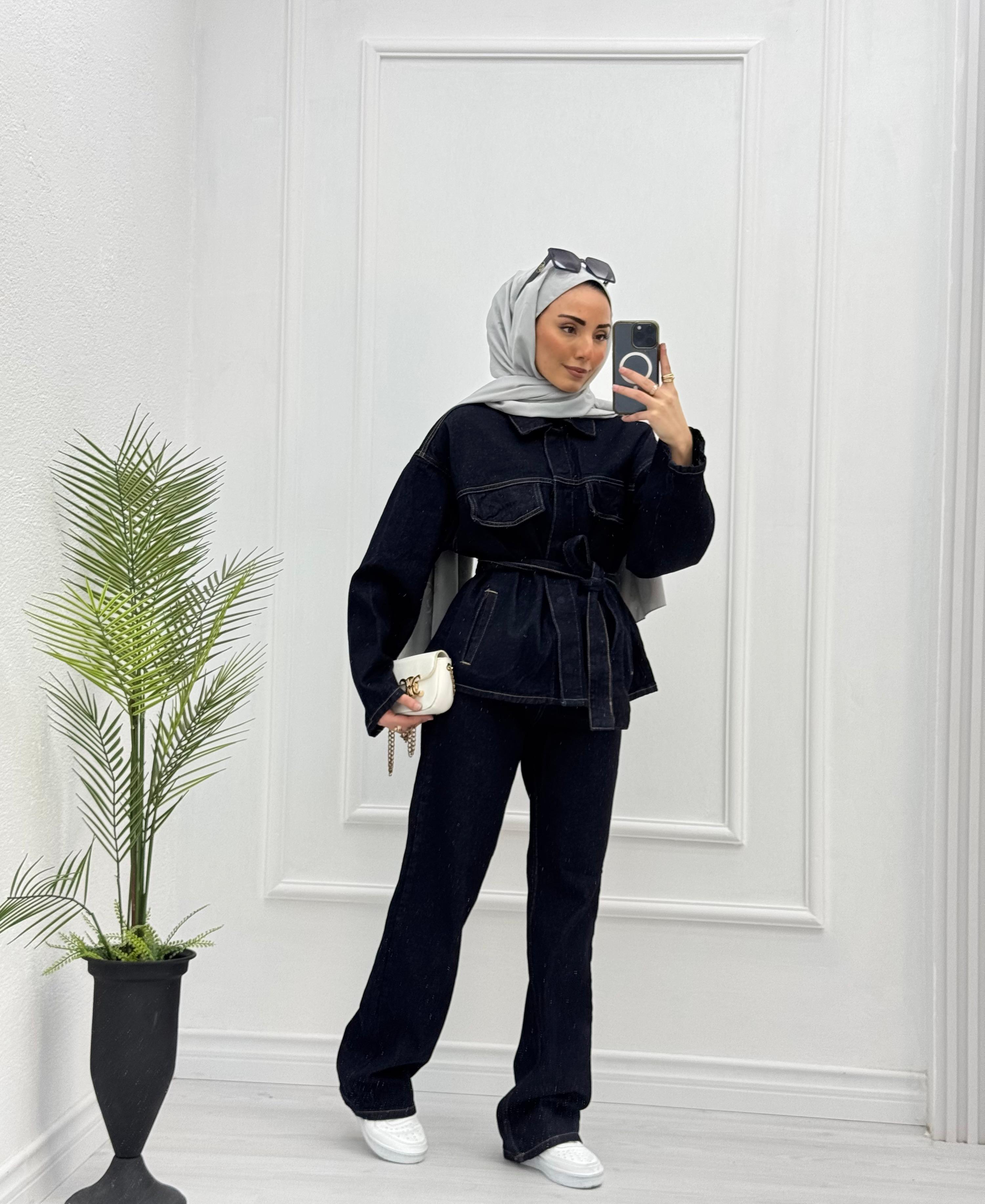 2157-Jeans Suit-Lacivert