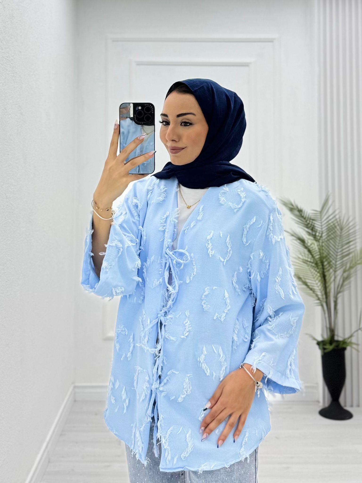 2199-Defne Kimono-Mavi