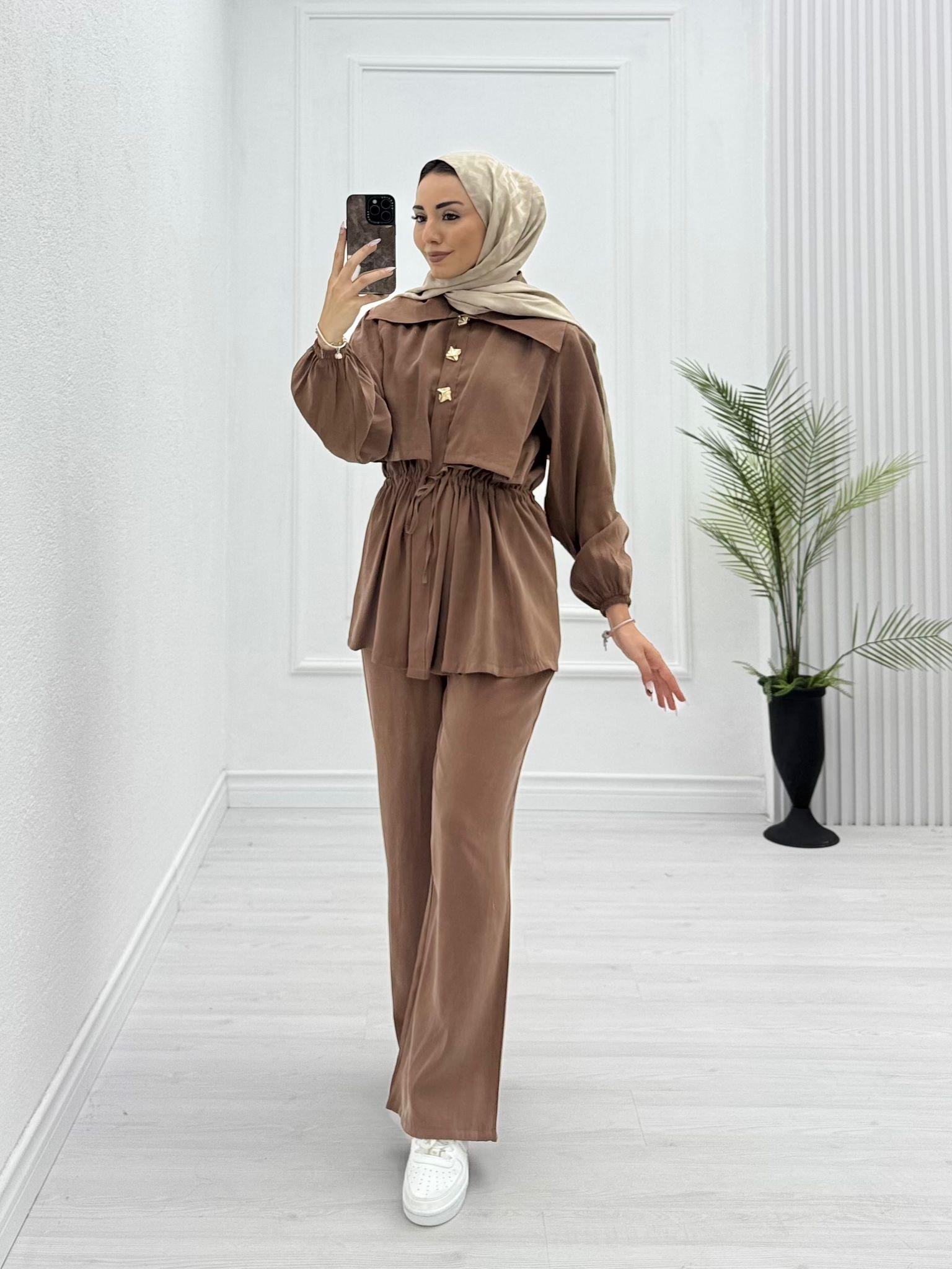 2433-Farah Takım-Kahverengi