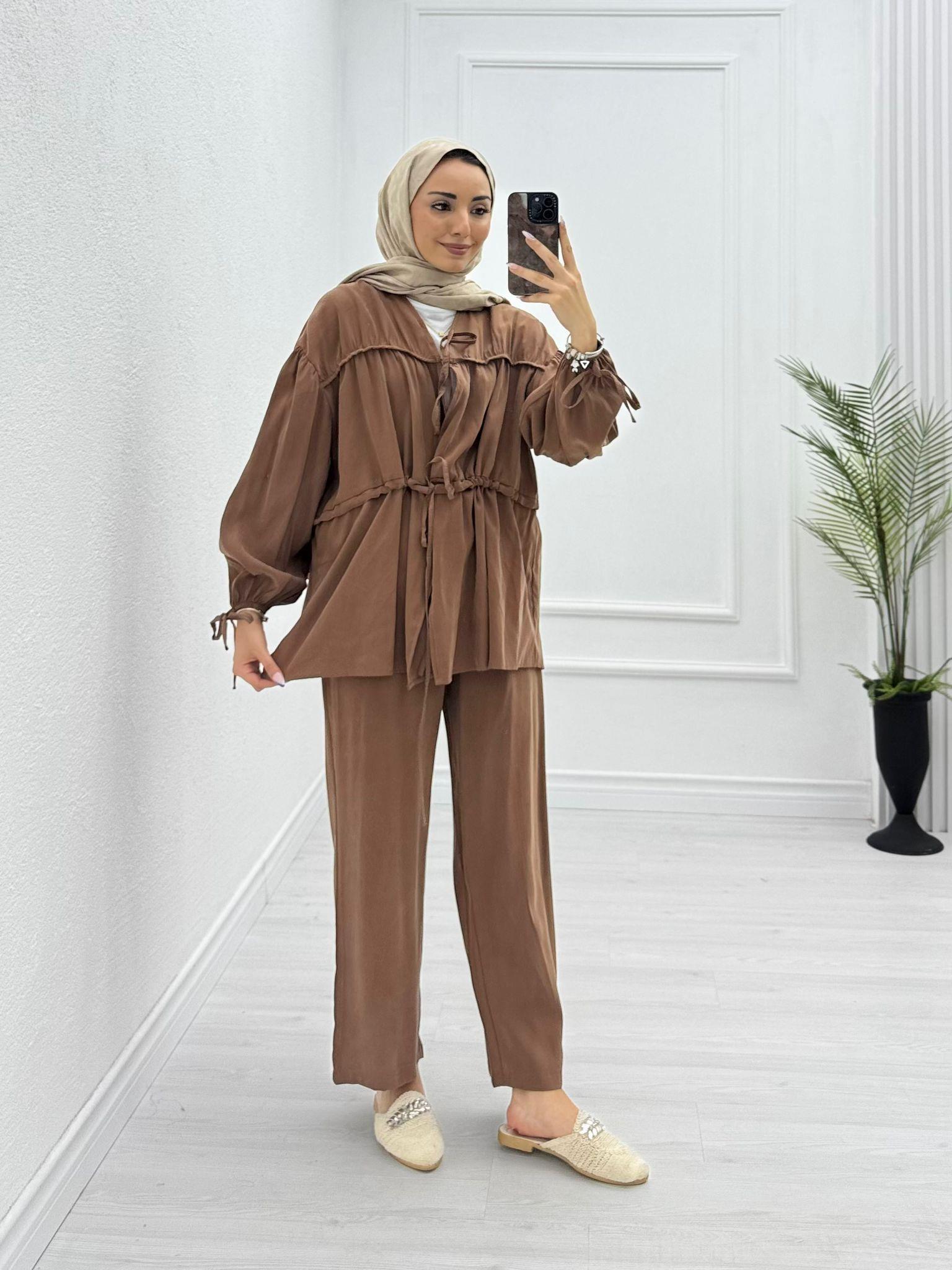 2444-Elsa Takım-Kahverengi