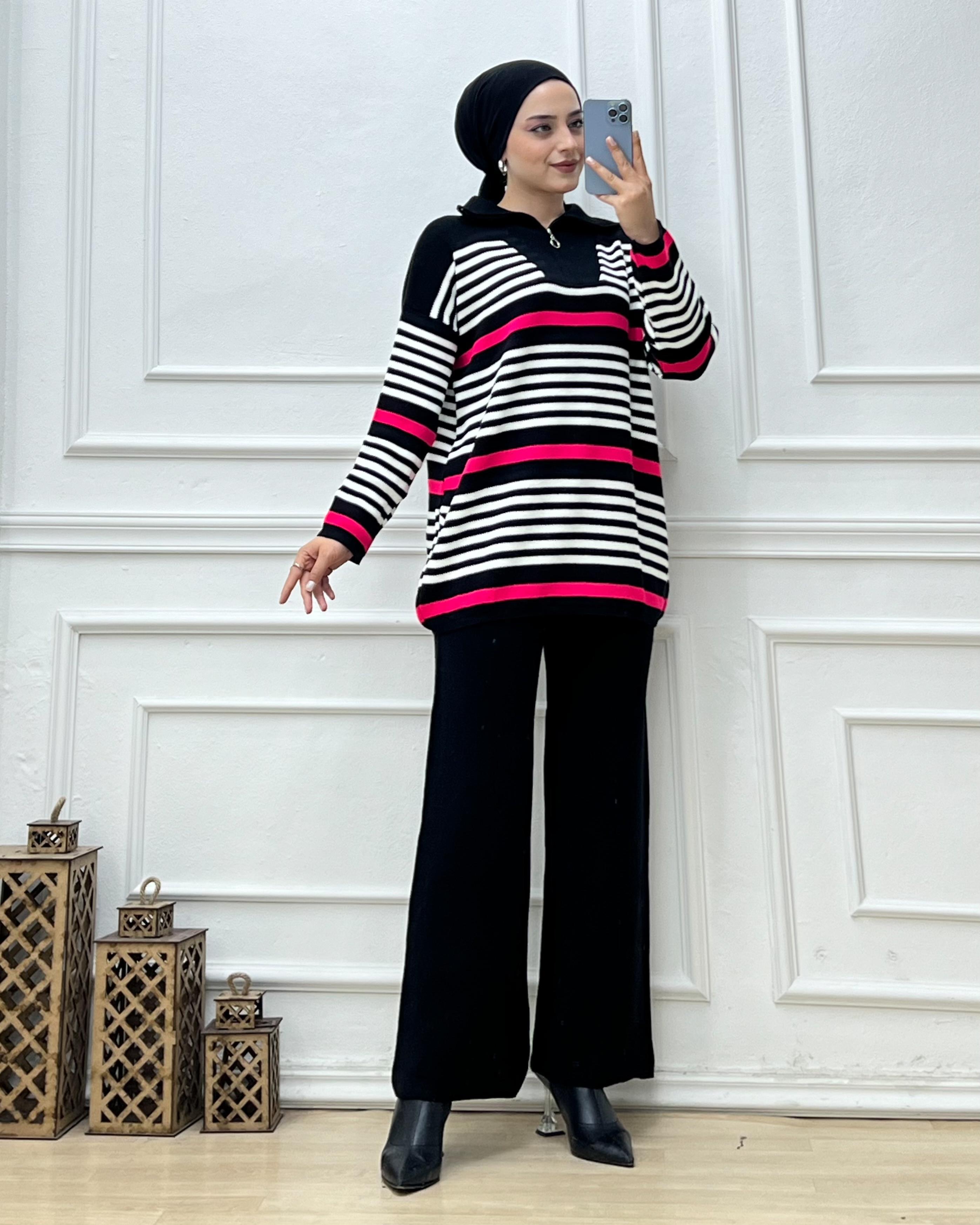 3001-Triko Pantolon Takım-Pembe