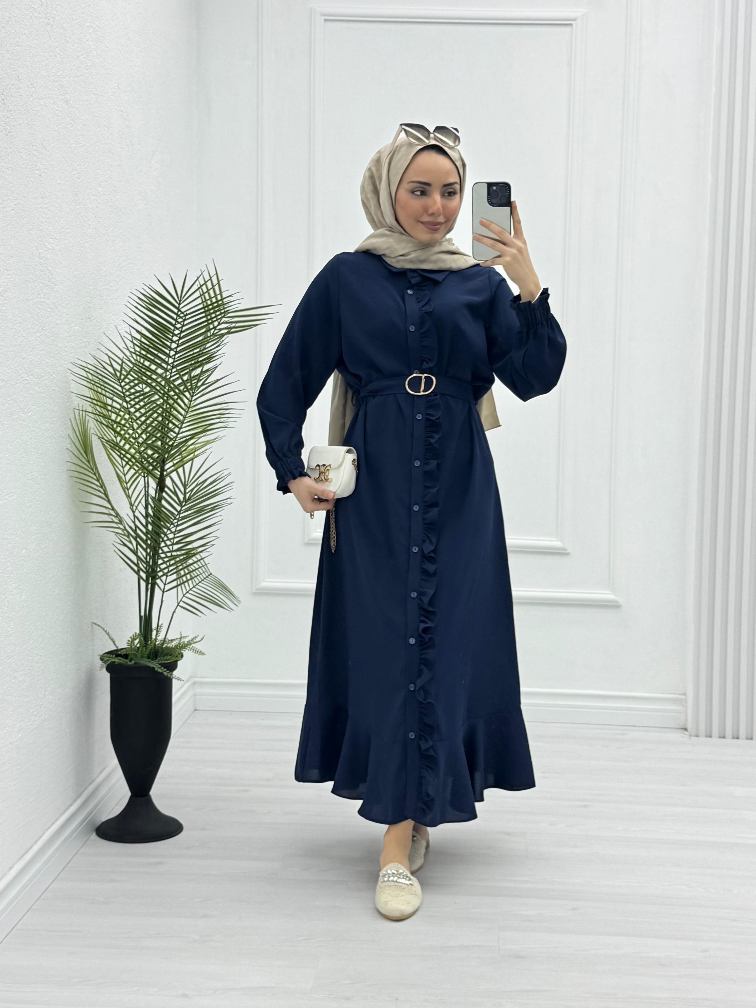 3221-Roya Elbise-Lacivert