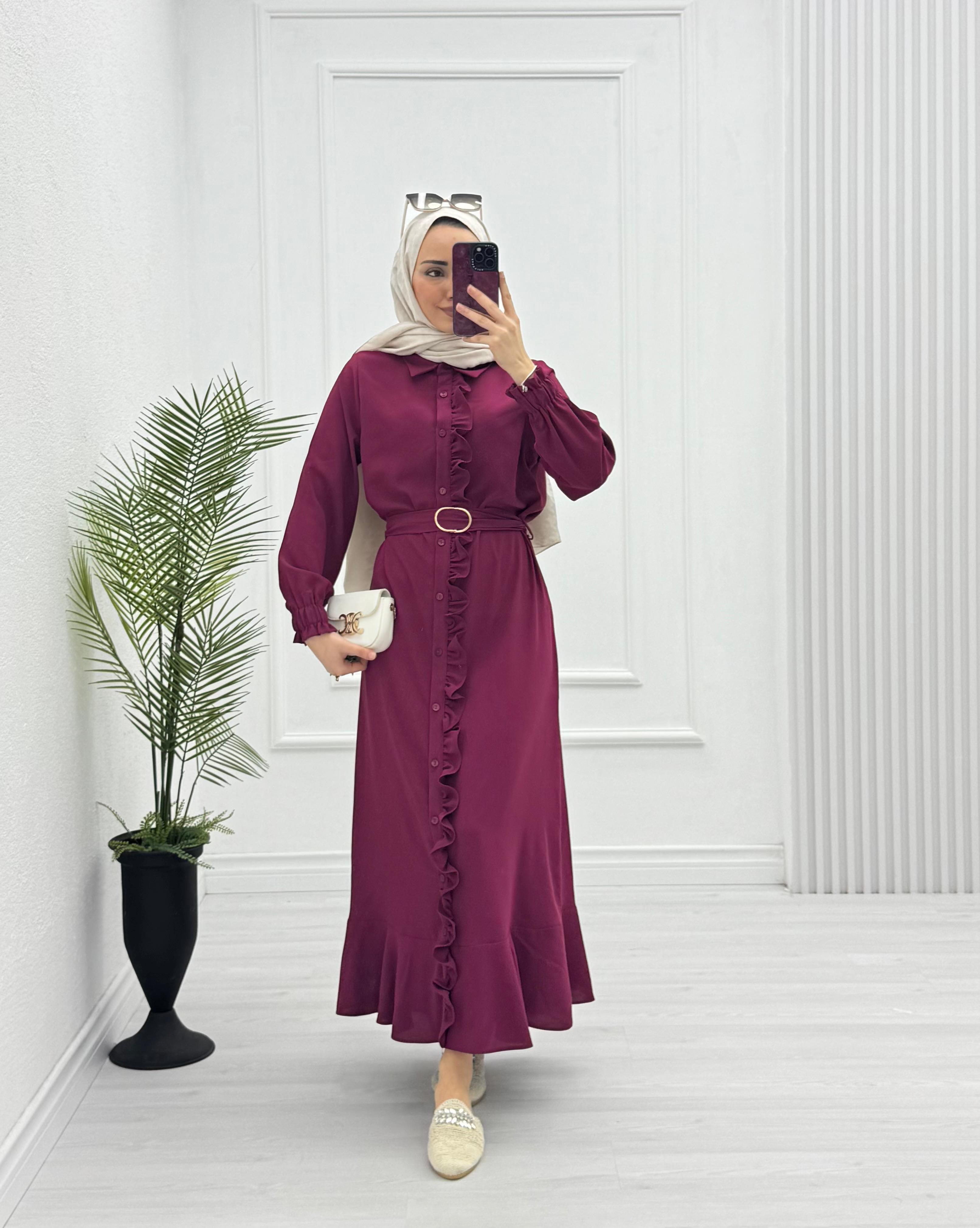 3221-Roya Elbise-Mürdüm