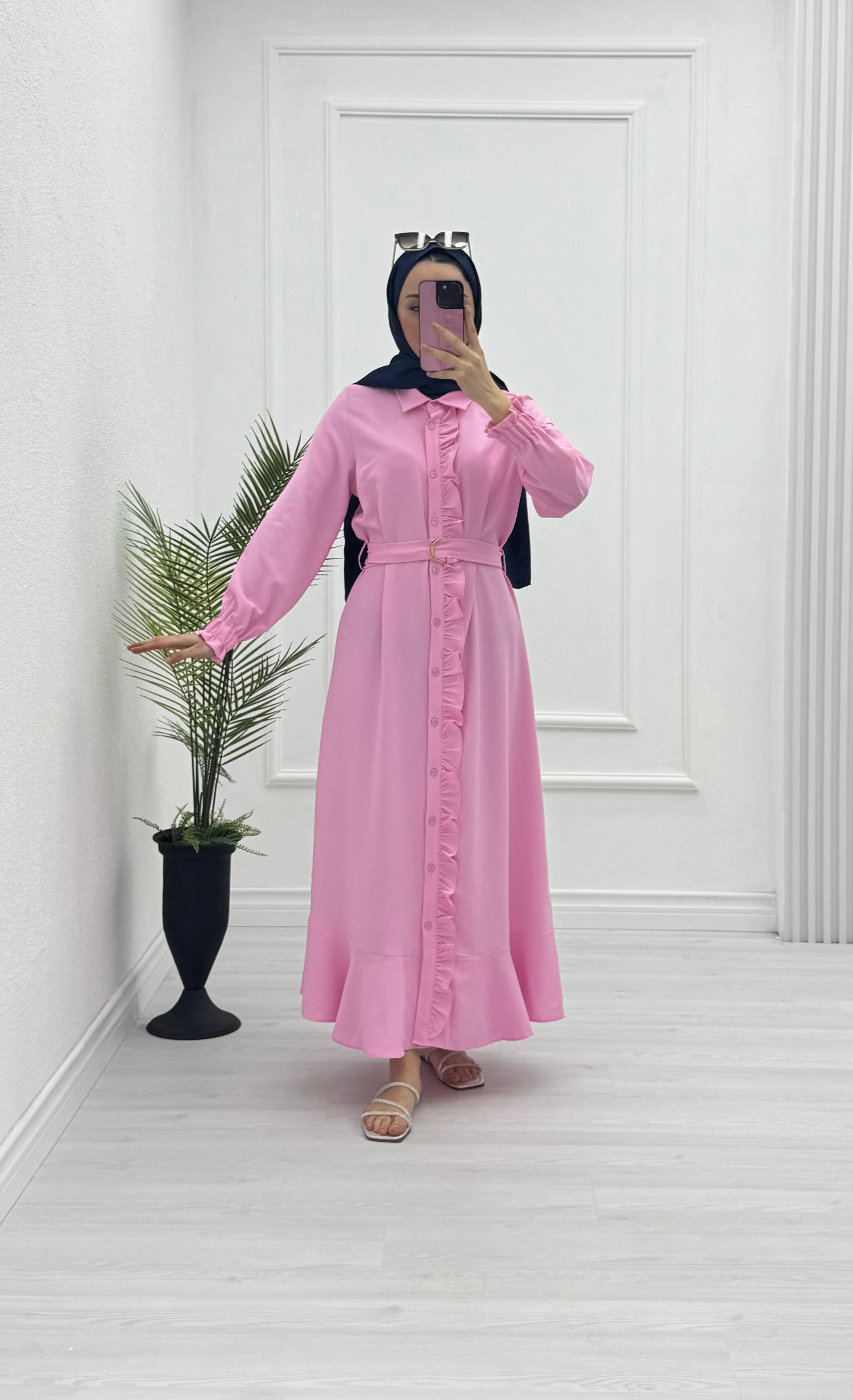 3221-Roya Elbise-Pembe