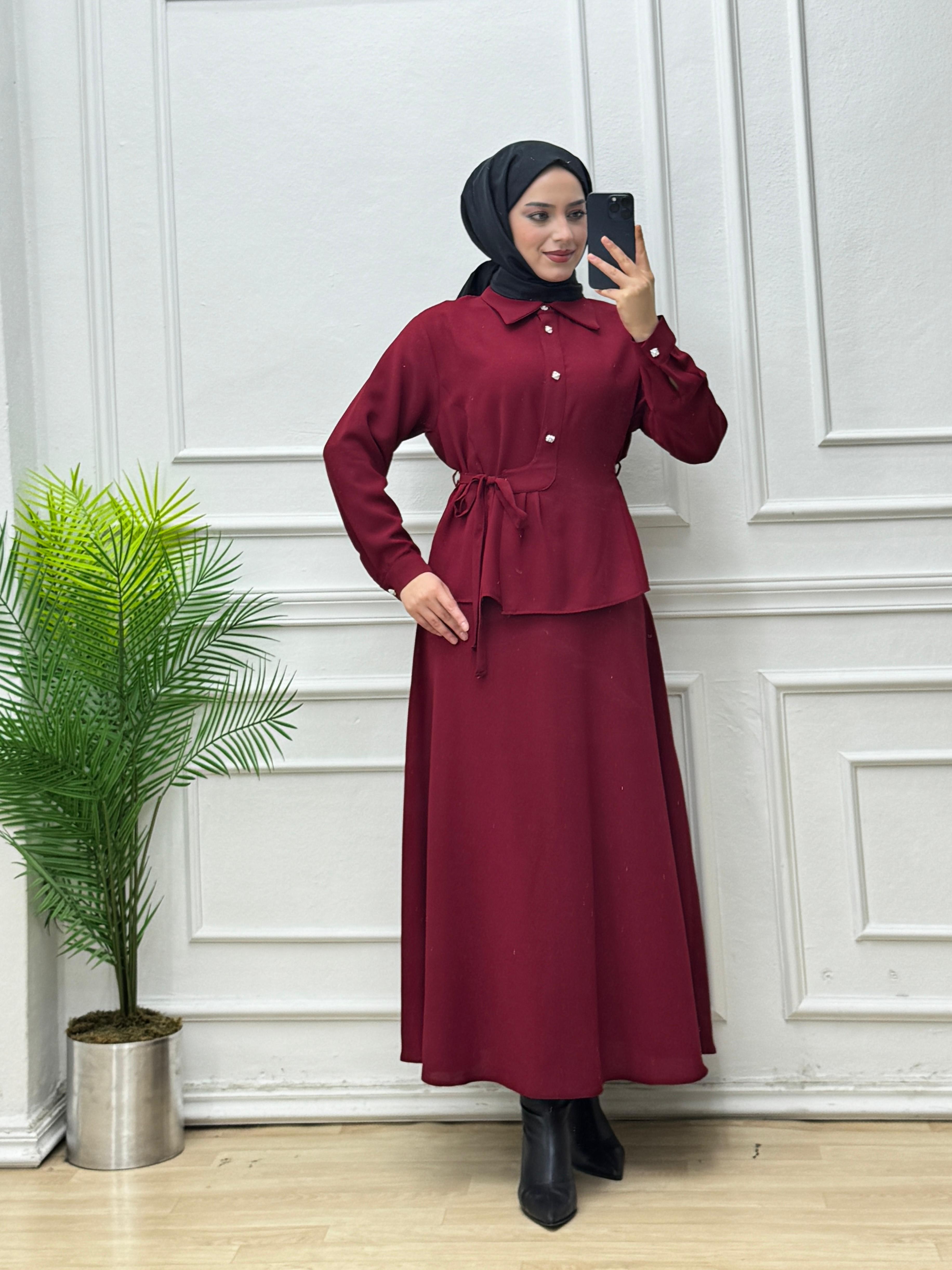 3452-Etek Takım-Bordo