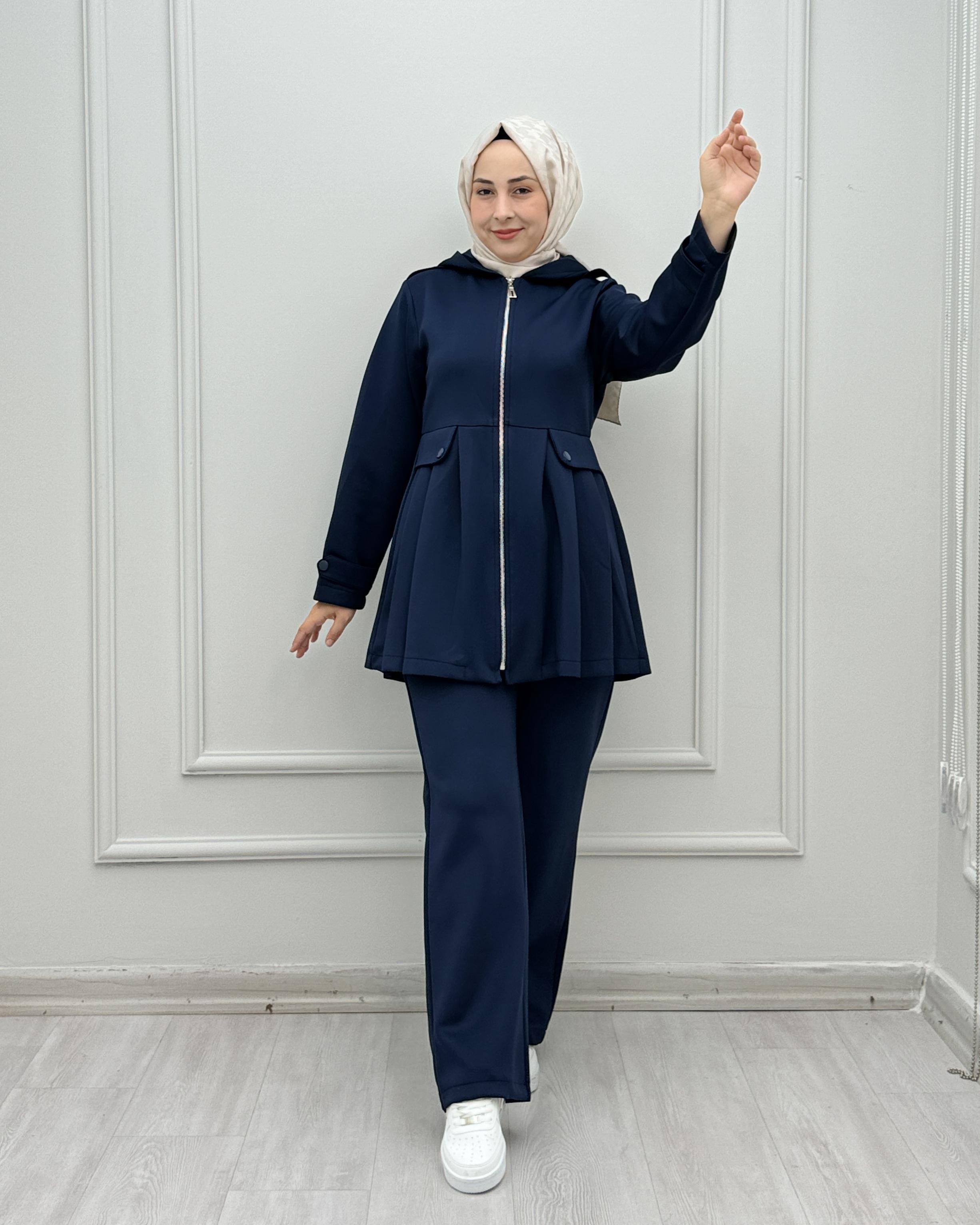 3550-Pilili Takım-Lacivert