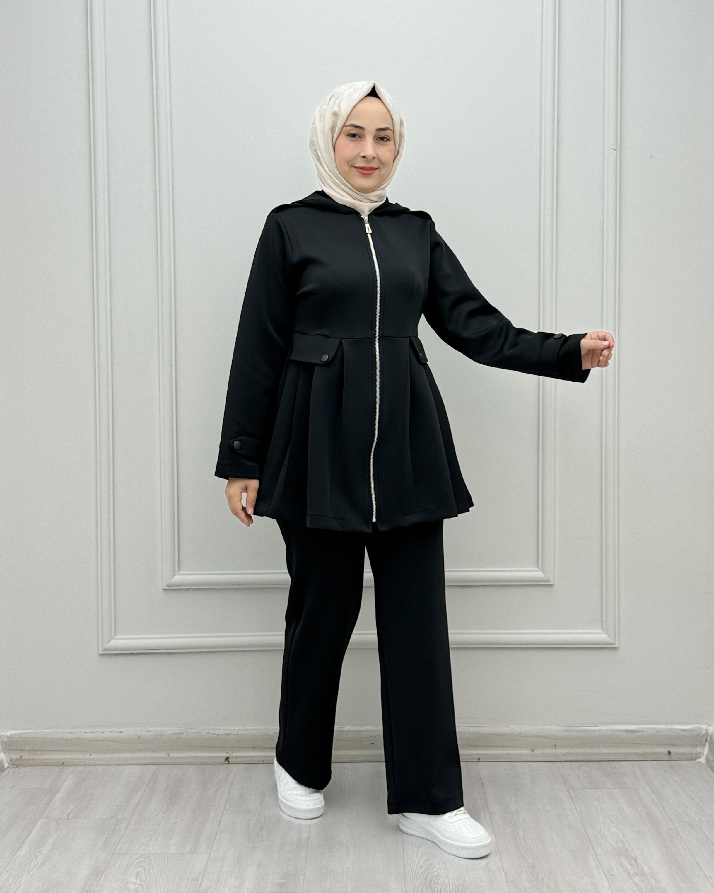 3550-Pilili Takım-Siyah