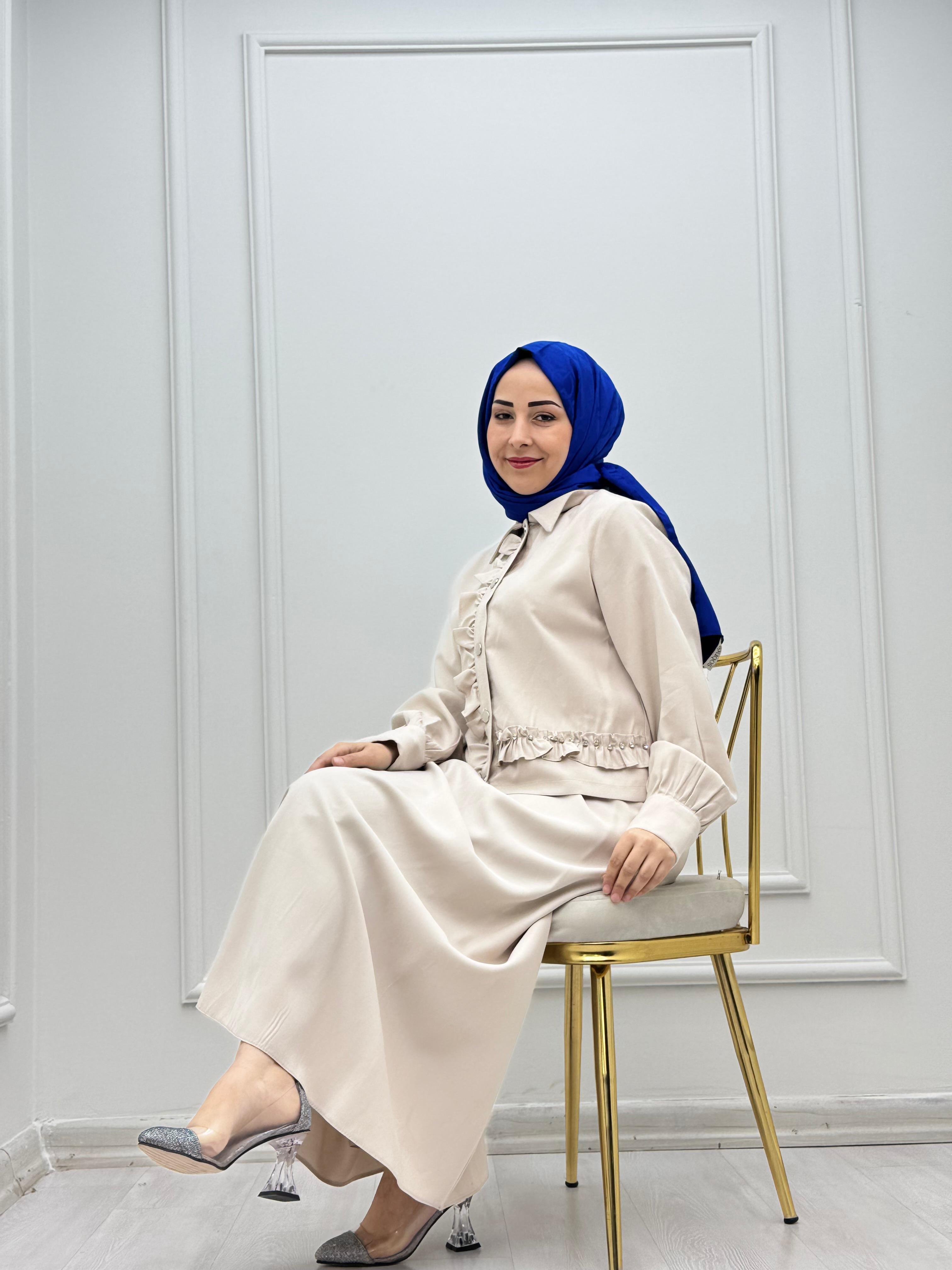 3766-Tencel Takım-Krem