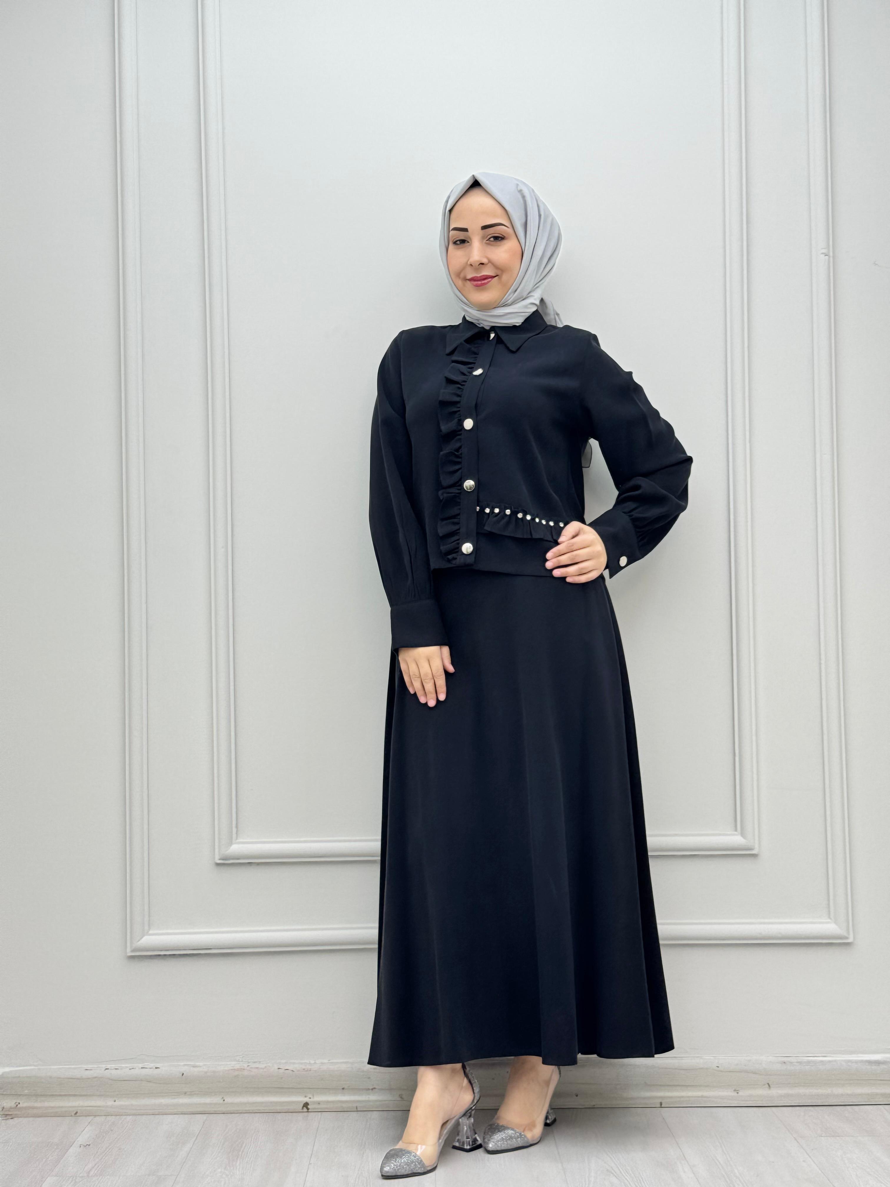 3766-Tencel Takım-Siyah