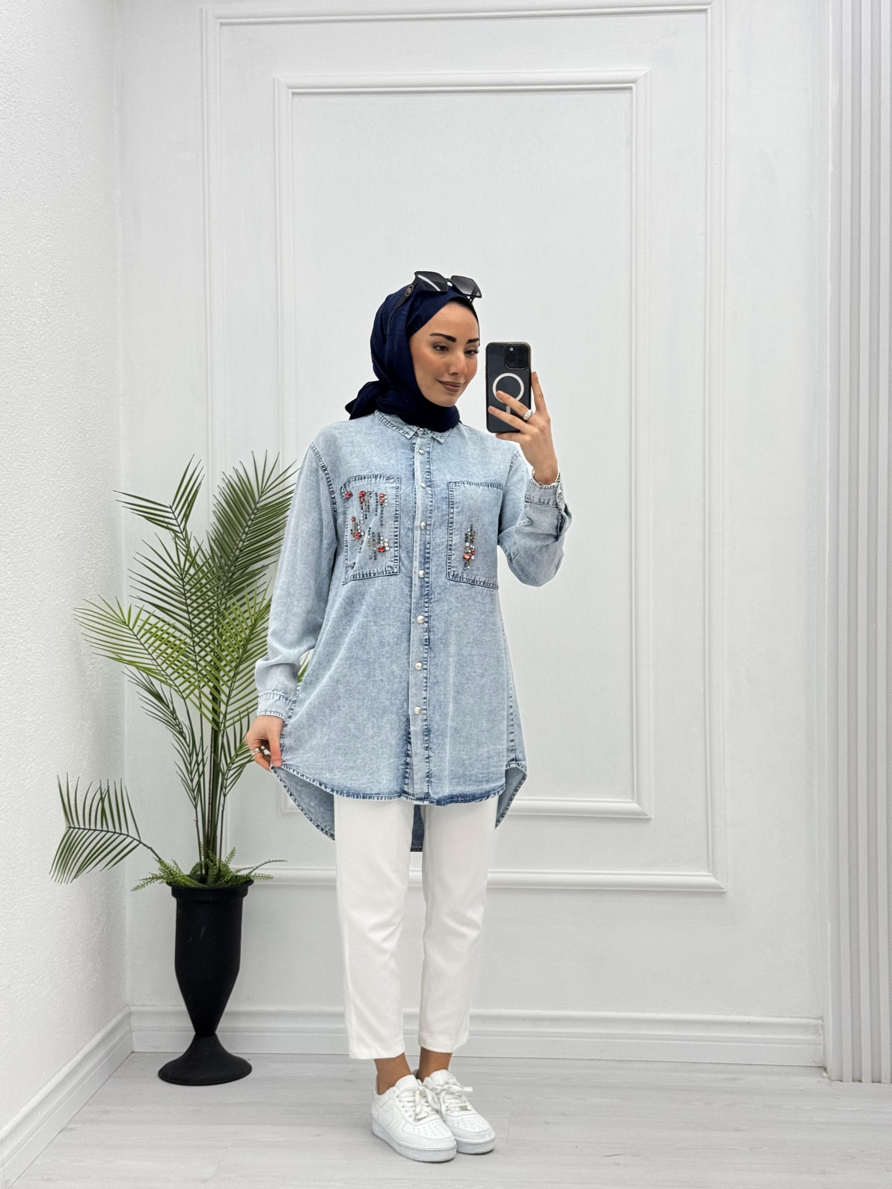 4023-Tencel Gömlek-Açık Mavi
