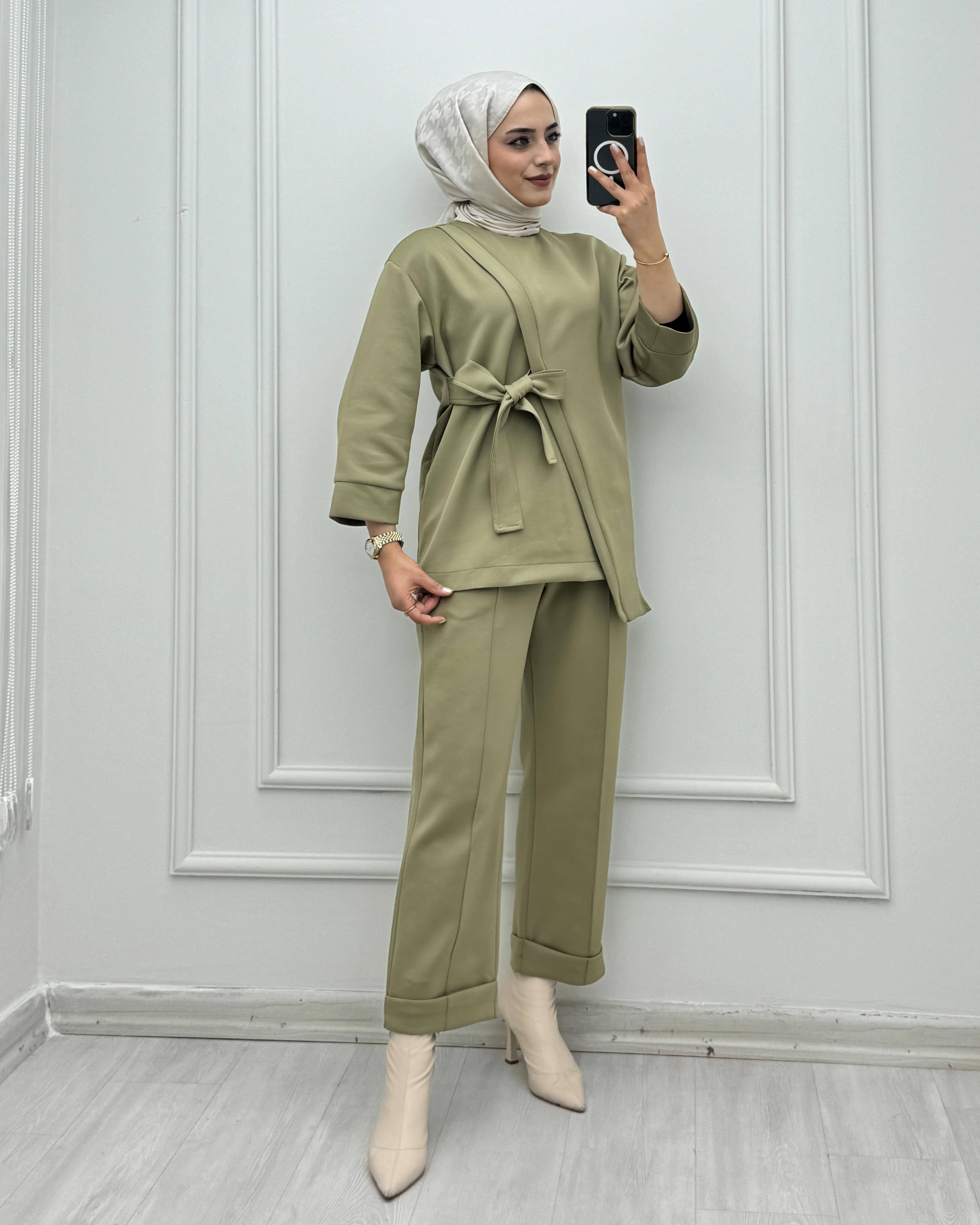4319-Pantolon Takım-Yeşil