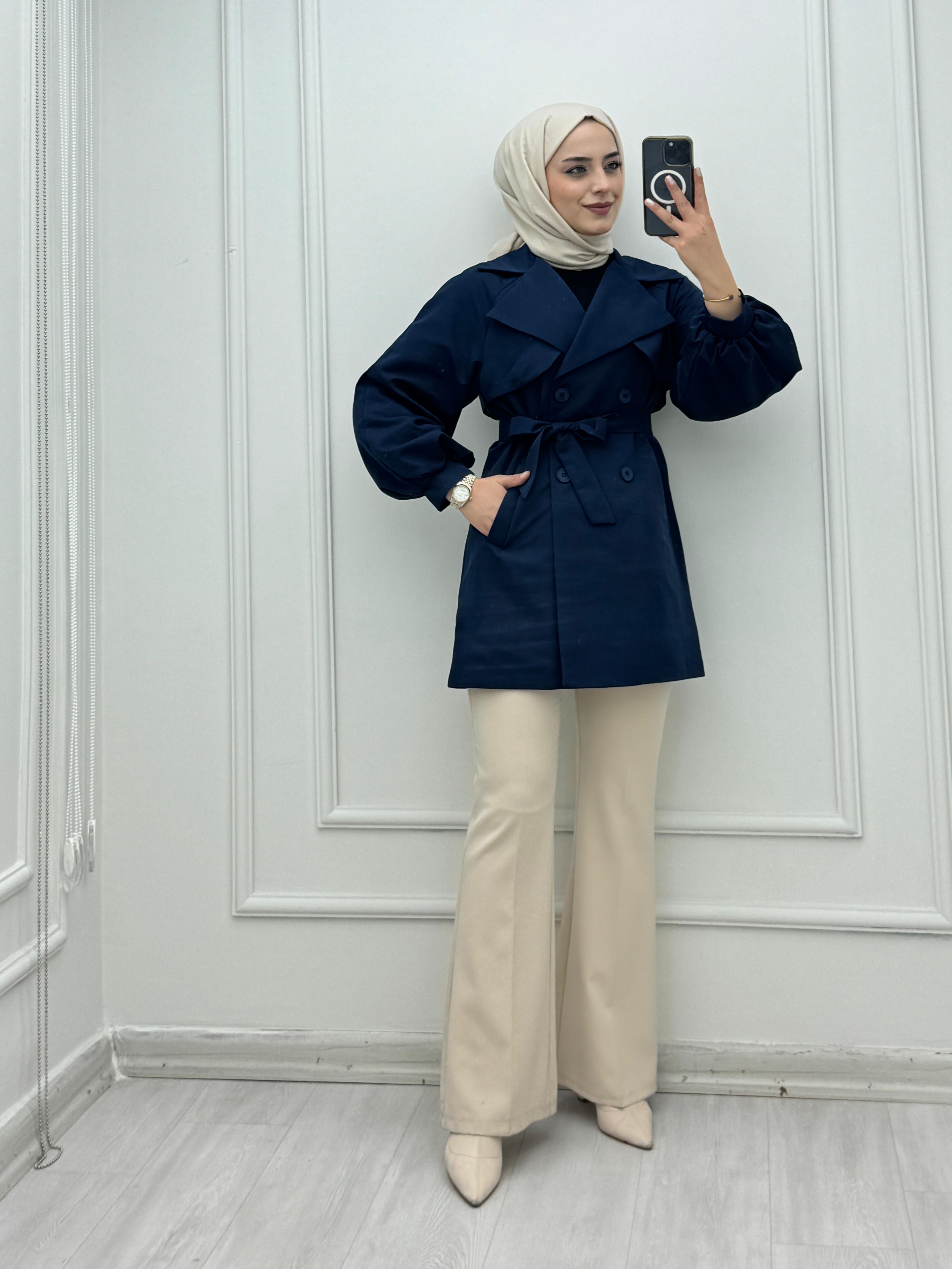 5067-Arya Trençkot-Lacivert