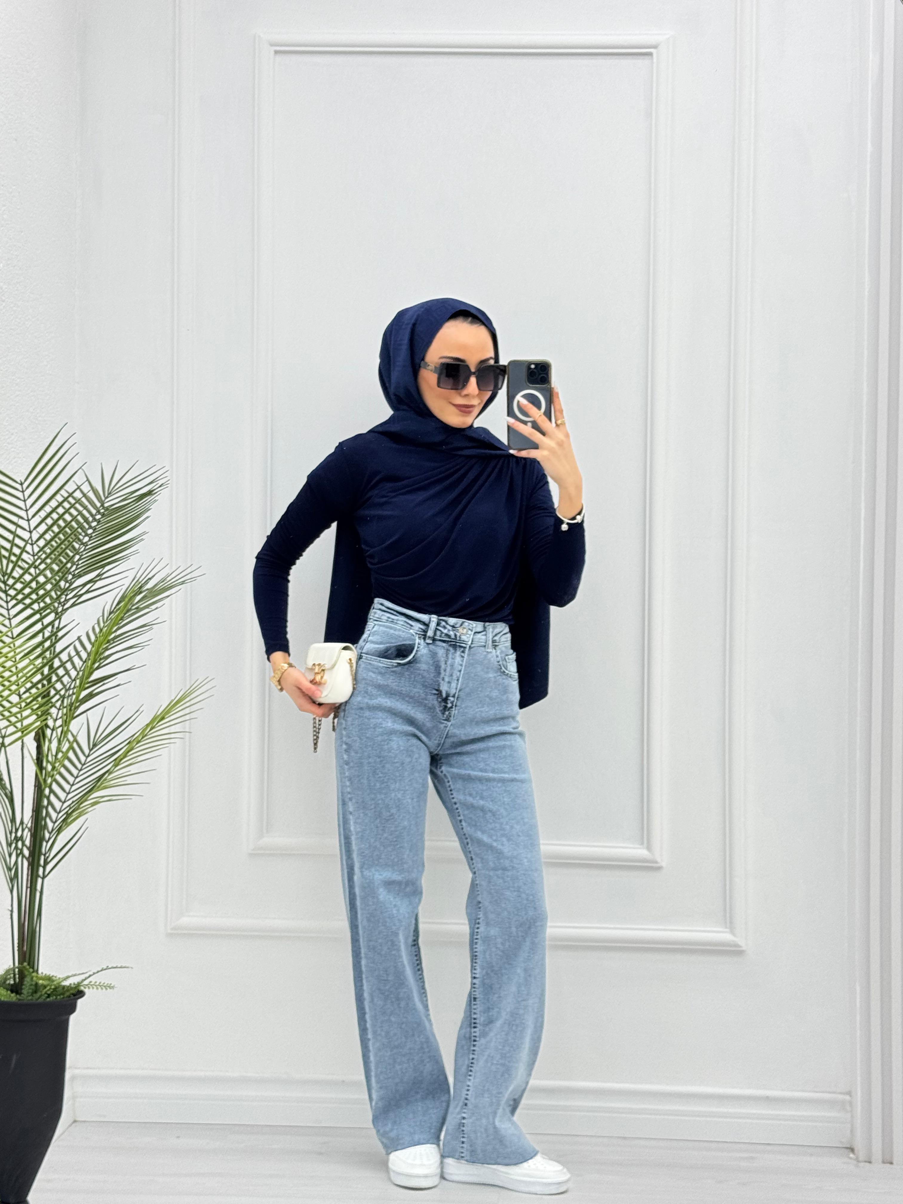 6005-Palazzo Denim Pantolon-Açık Mavi