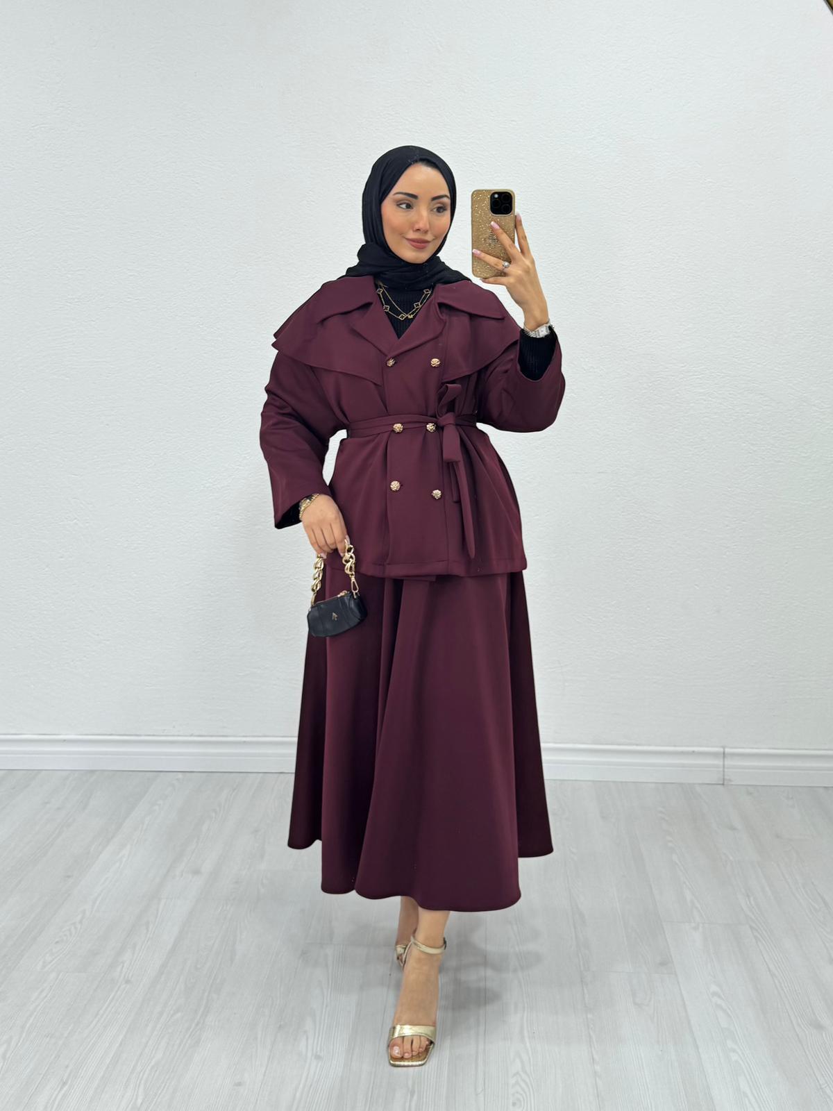 7746-Mia Etek Takım-Bordo