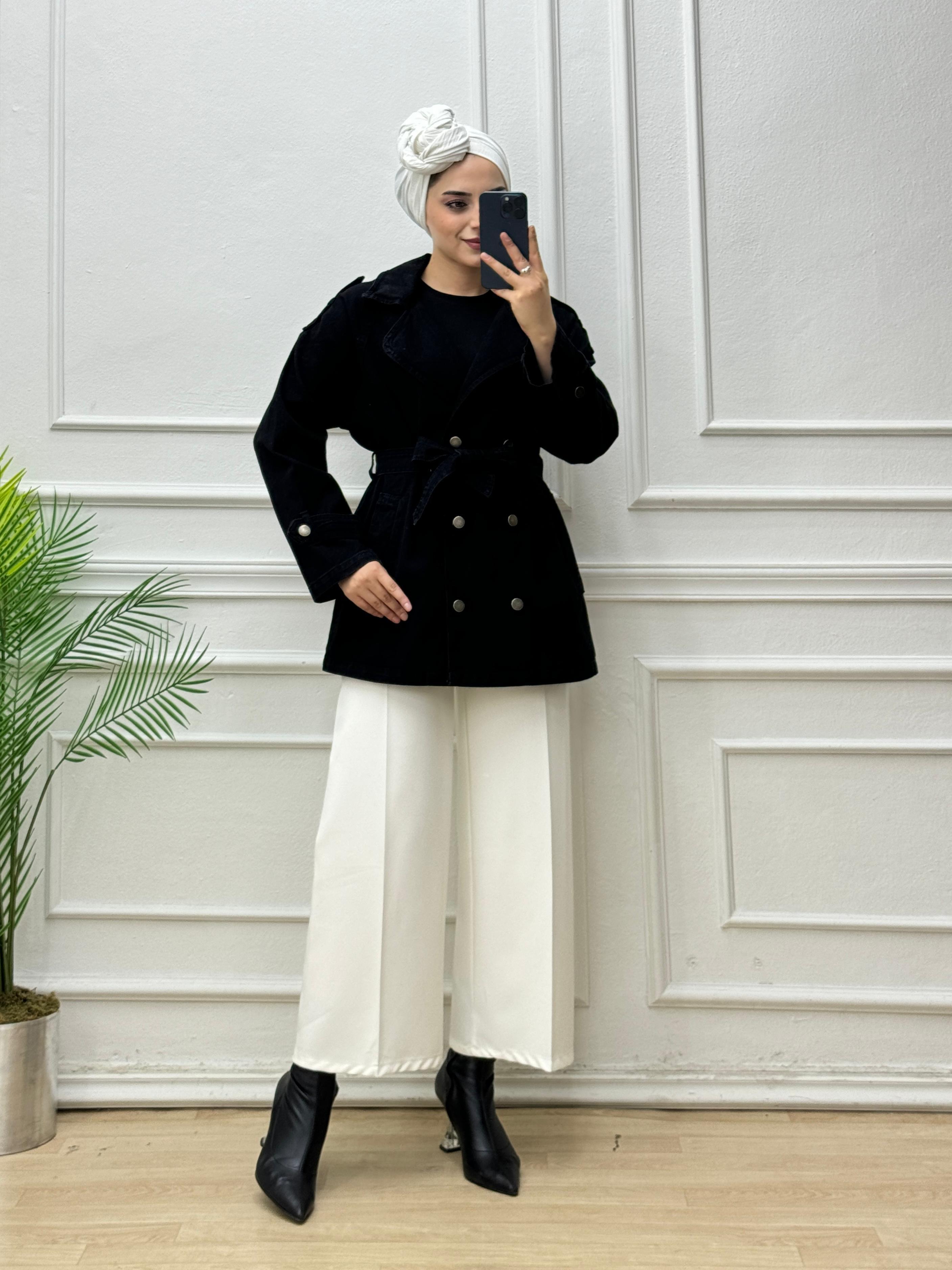 8632-Denim Ceket-Siyah