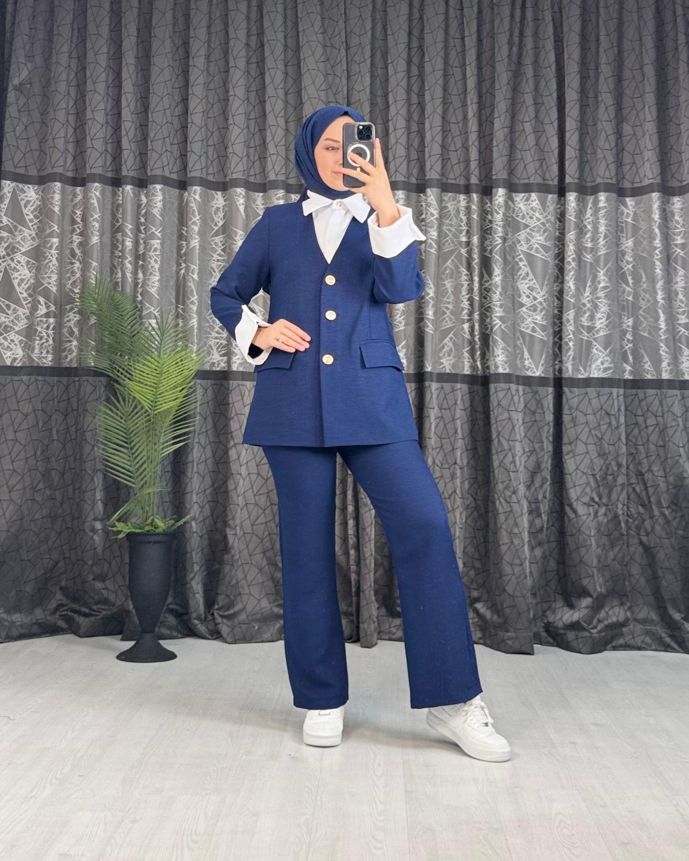 9338-Pantolon Takım-Lacivert